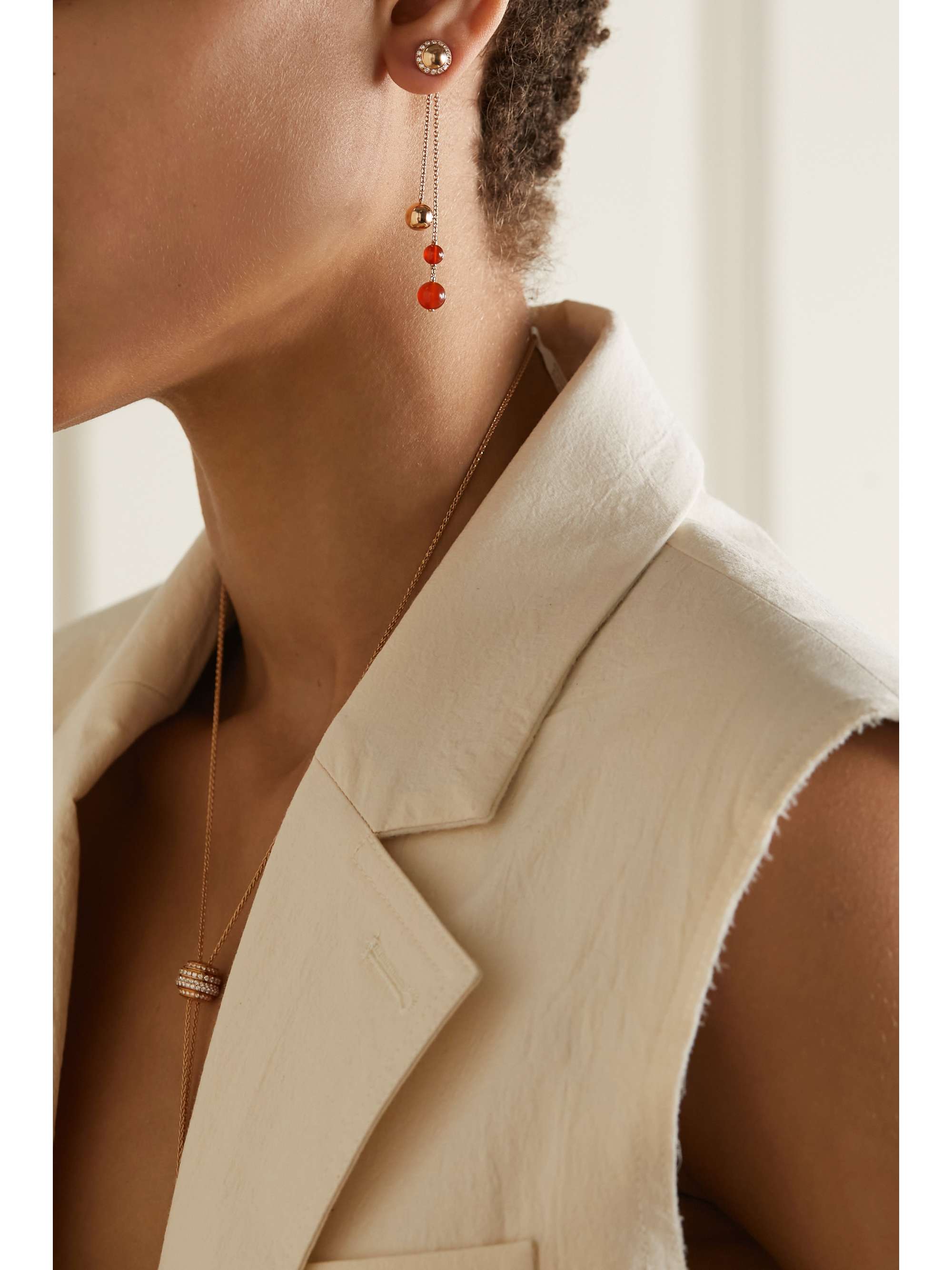 PIAGET Possession 18-karat rose gold, carnelian and diamond earrings