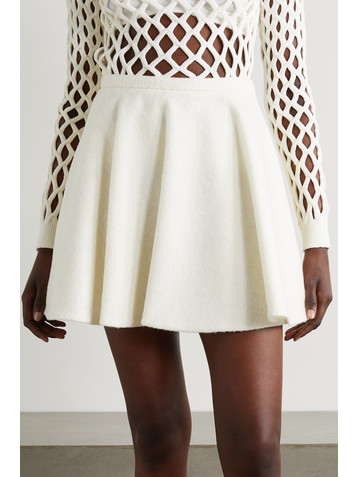 Valentino Garavani Pleated brushed wool-blend mini skirt