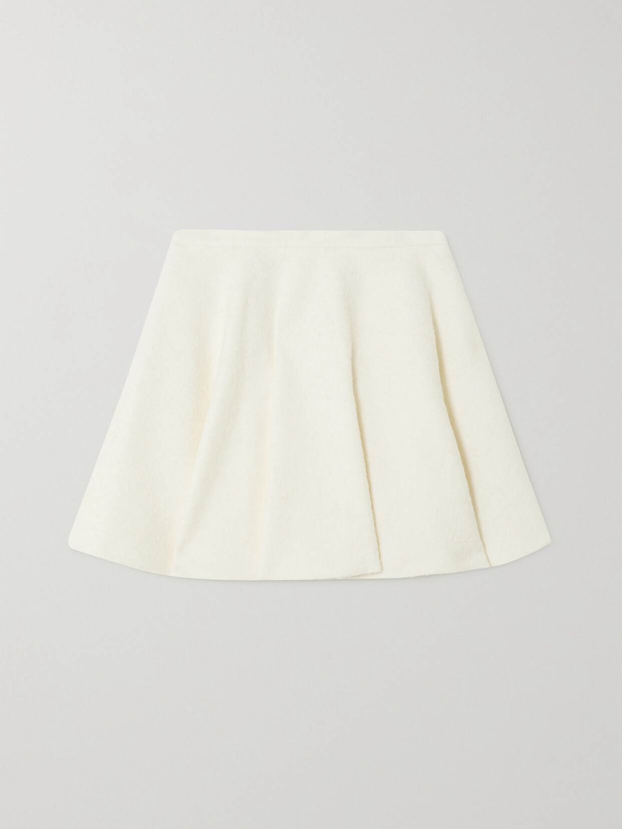 Valentino Garavani - Pleated Brushed Wool-blend Mini Skirt - White