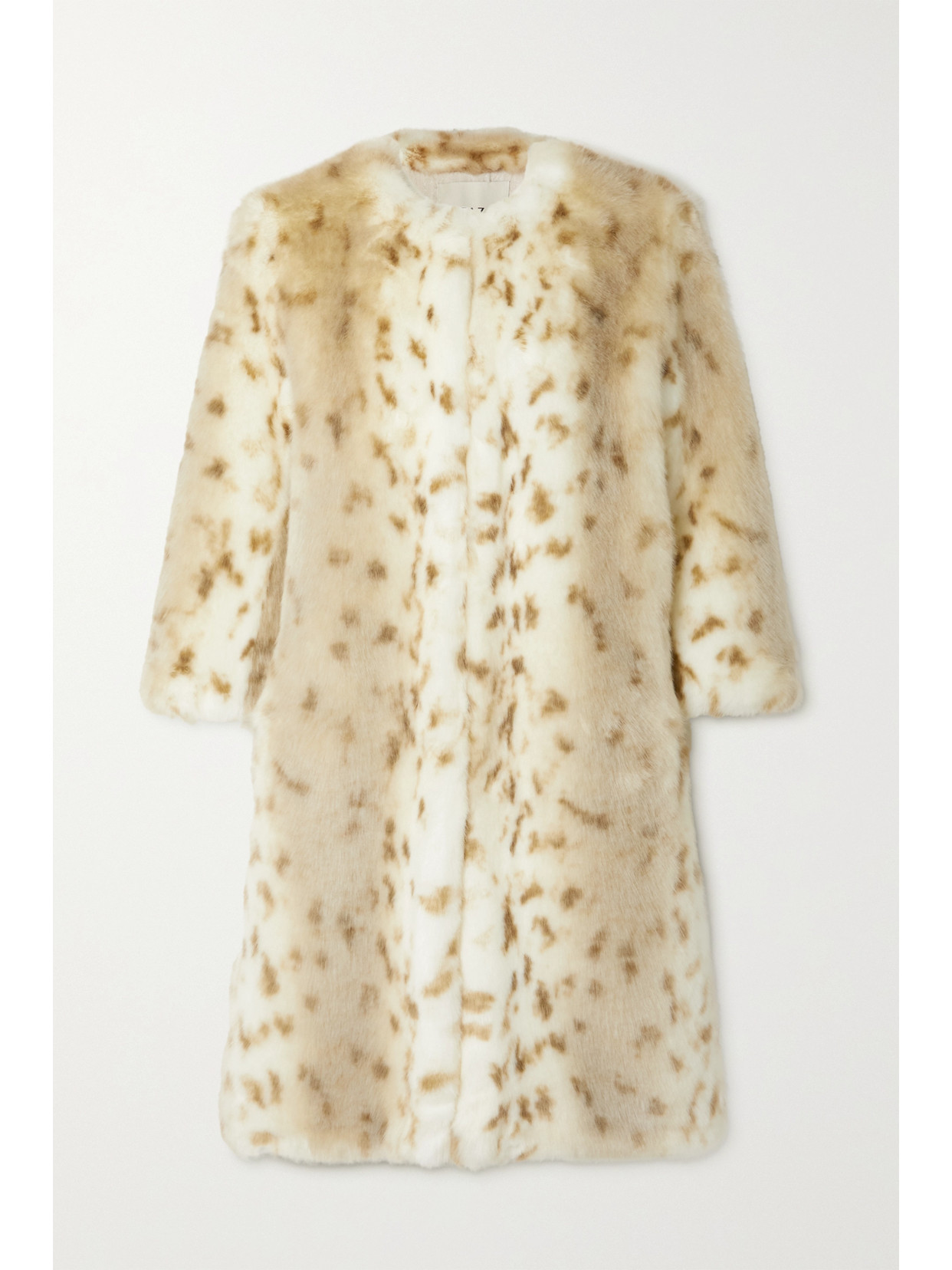 Faz Not Fur The Good Lynx Animal-print Faux Fur Coat In Ivory