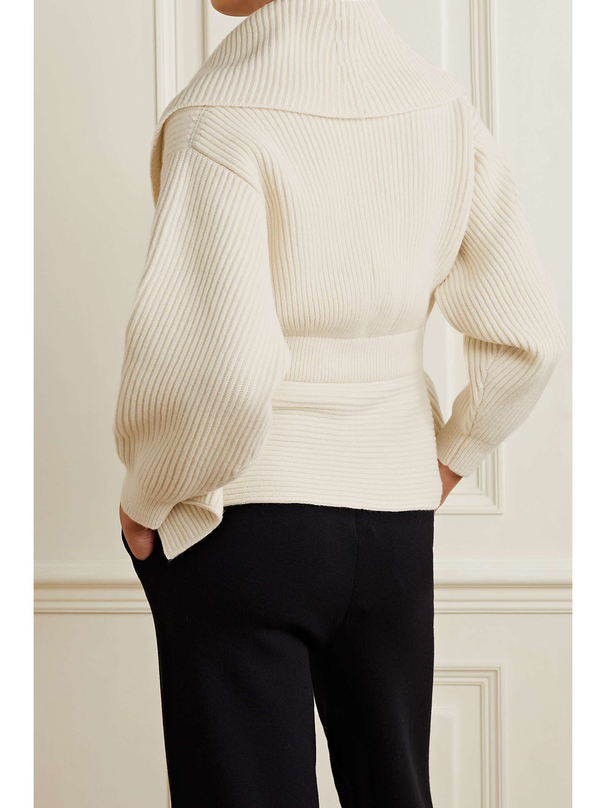 ALAÏA Ribbed wool and cashmere-blend cardigan