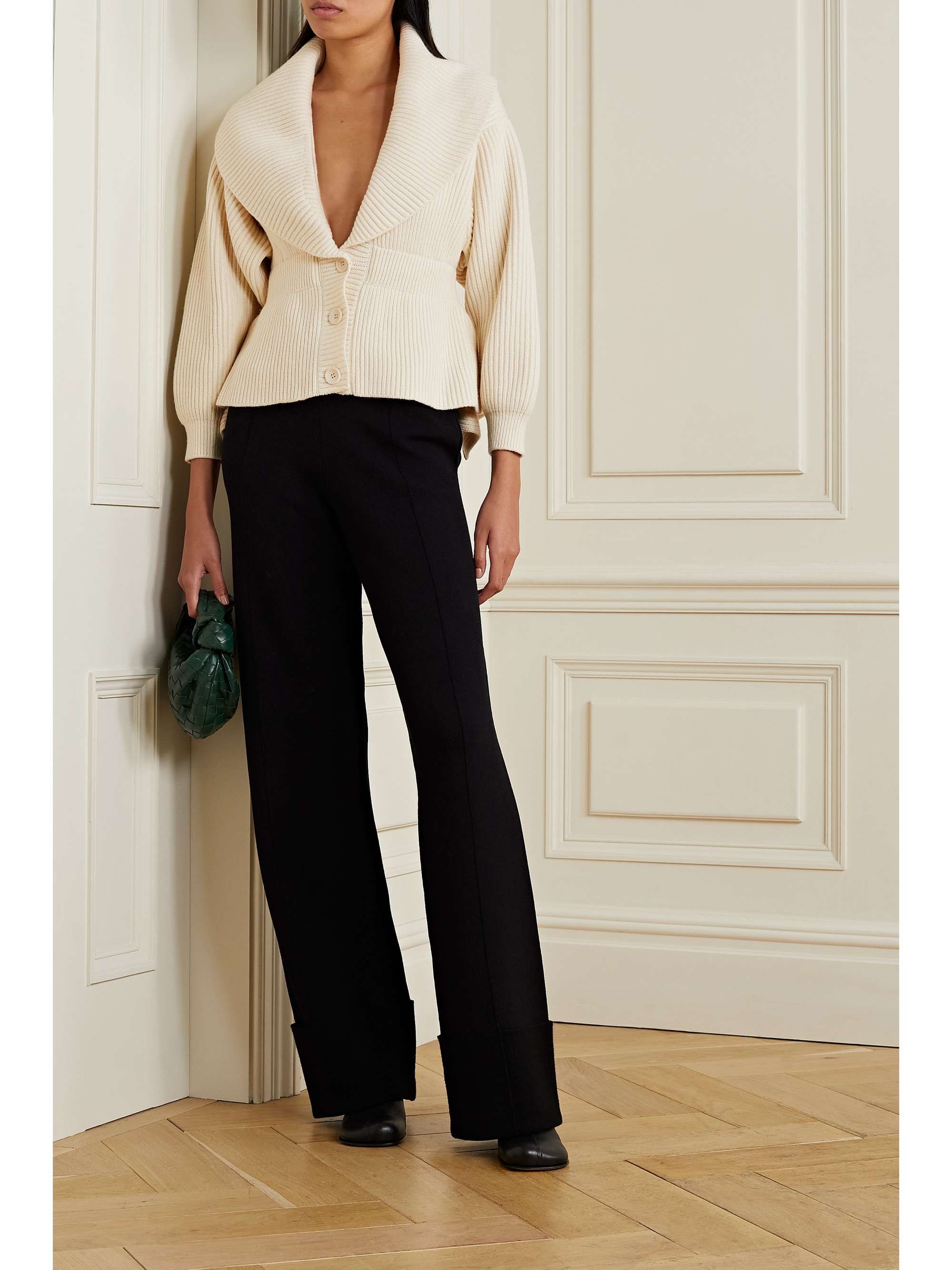 ALAÏA Ribbed wool and cashmere-blend cardigan