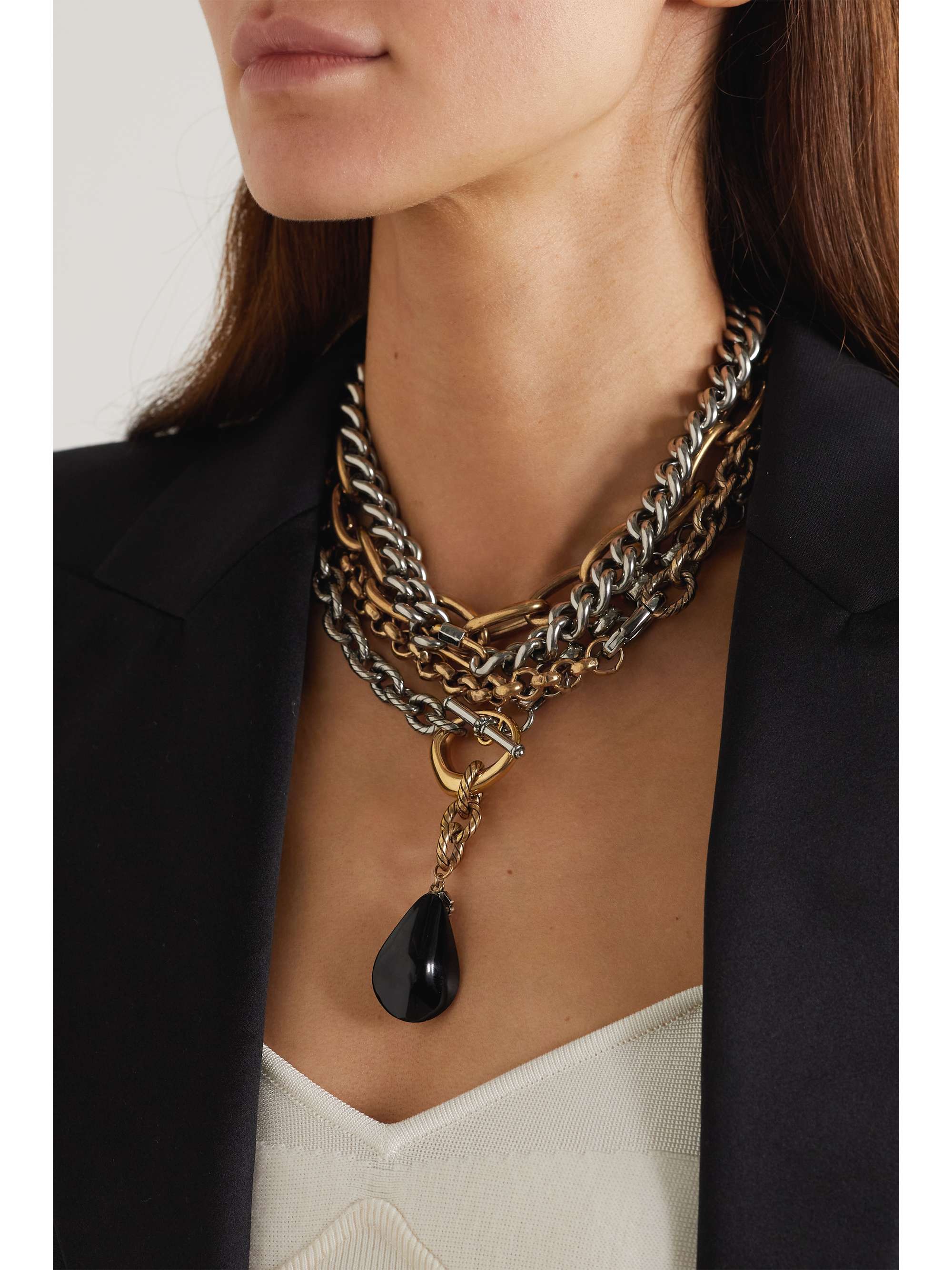MCQUEEN Layered gold- and silver-tone crystal necklace