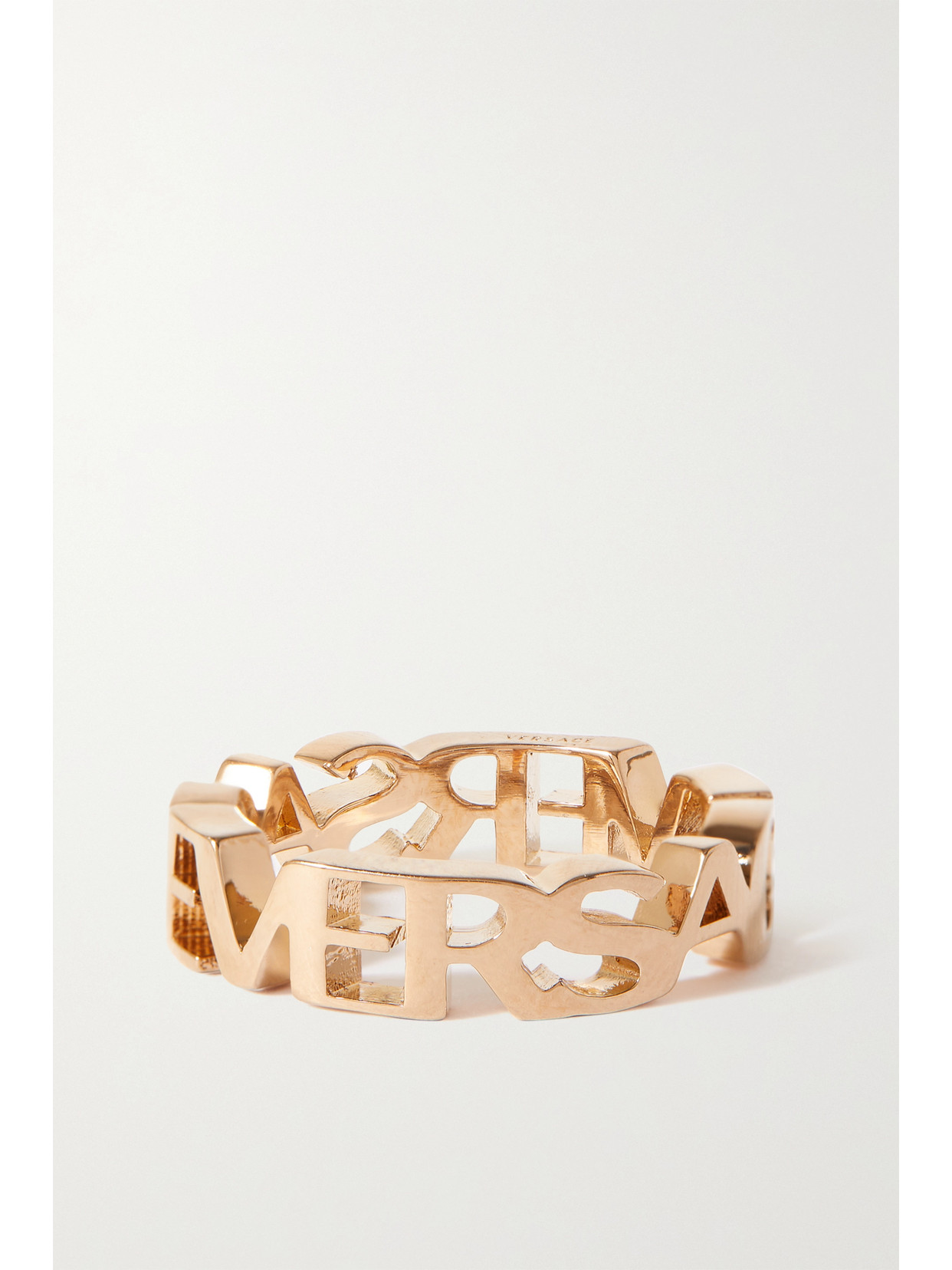 Versace Logo Lettering Thick Ring In Gold ModeSens