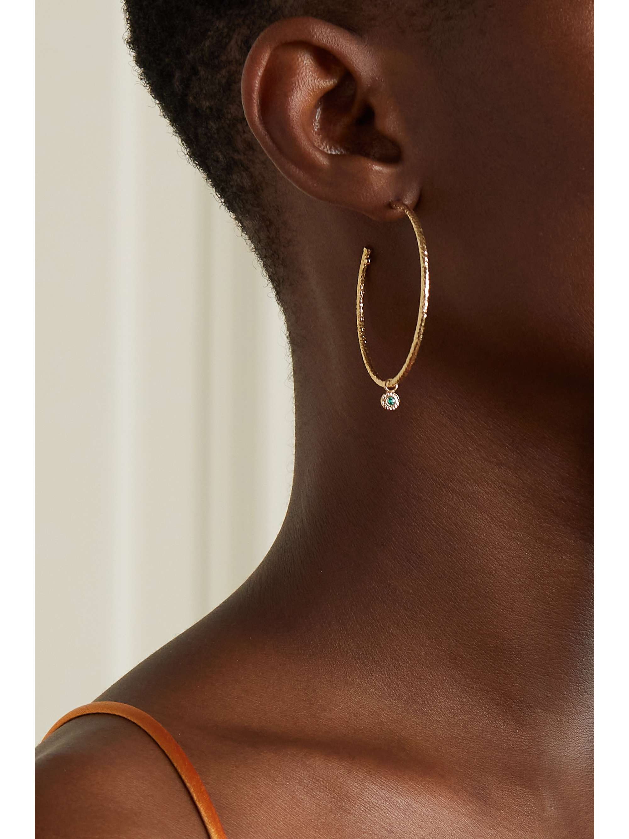 OCTAVIA ELIZABETH + NET SUSTAIN Nesting Gem 18-karat recycled gold emerald hoop earrings