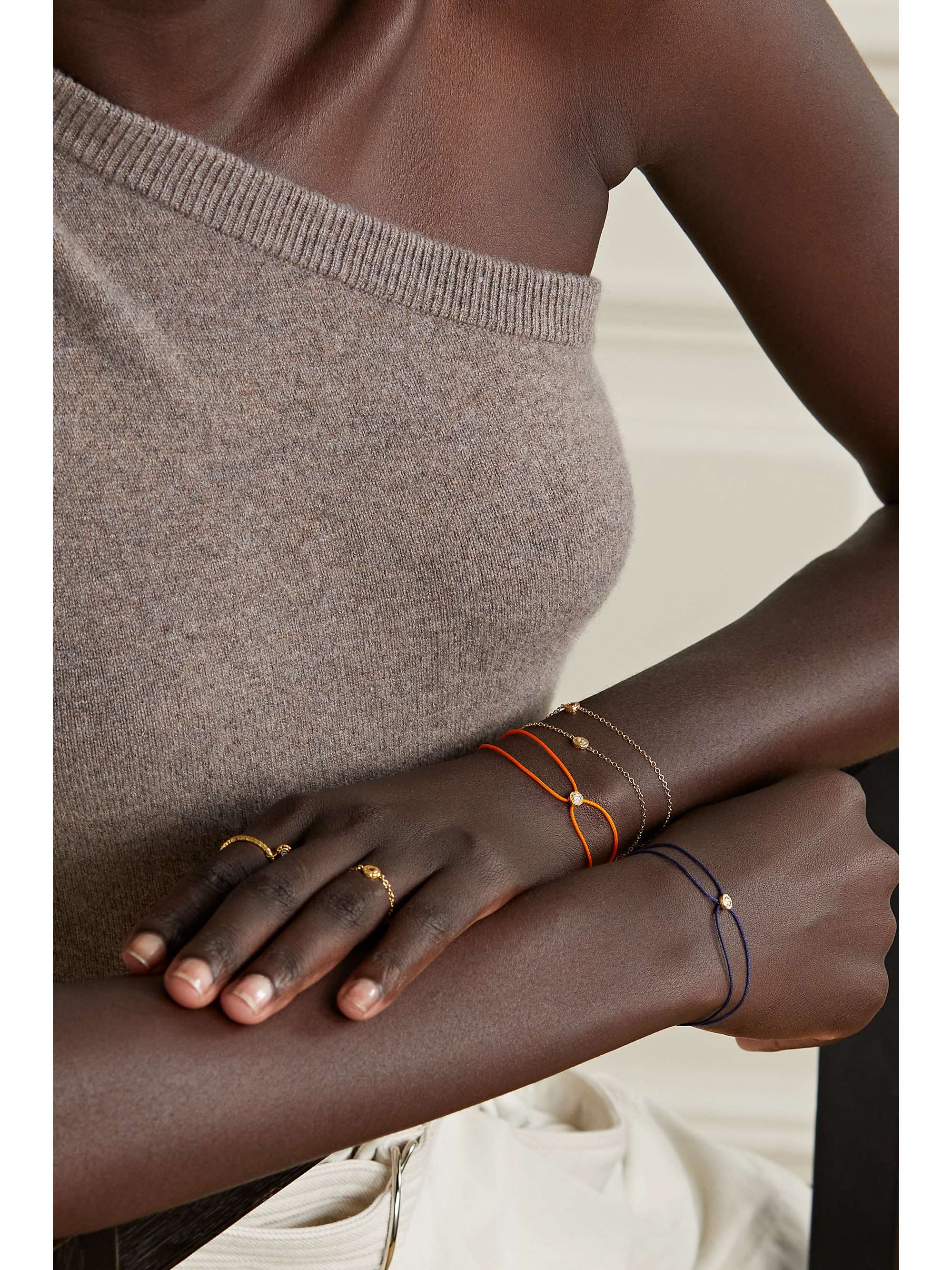 OCTAVIA ELIZABETH + NET SUSTAIN Parachute Nesting Gem Armband aus Kordel mit Detail aus recyceltem 18 Karat Gold und Diamant
