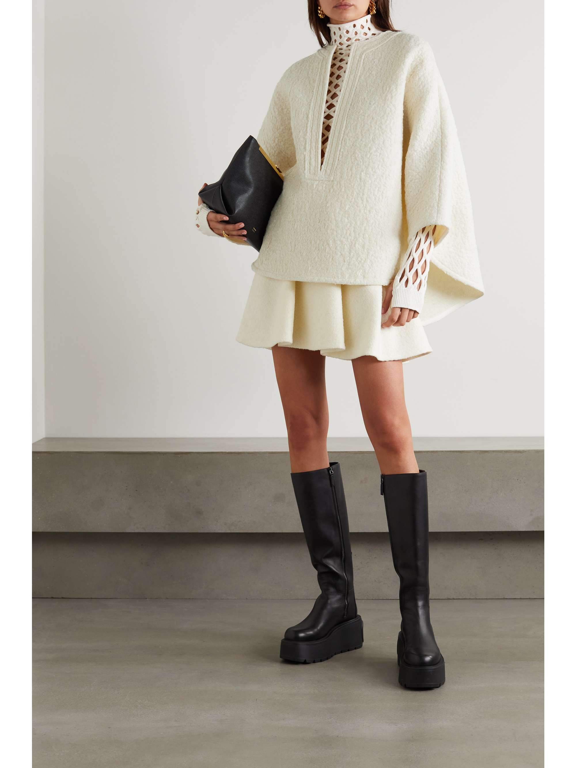 White Wool-blend bouclé cape | VALENTINO | NET-A-PORTER