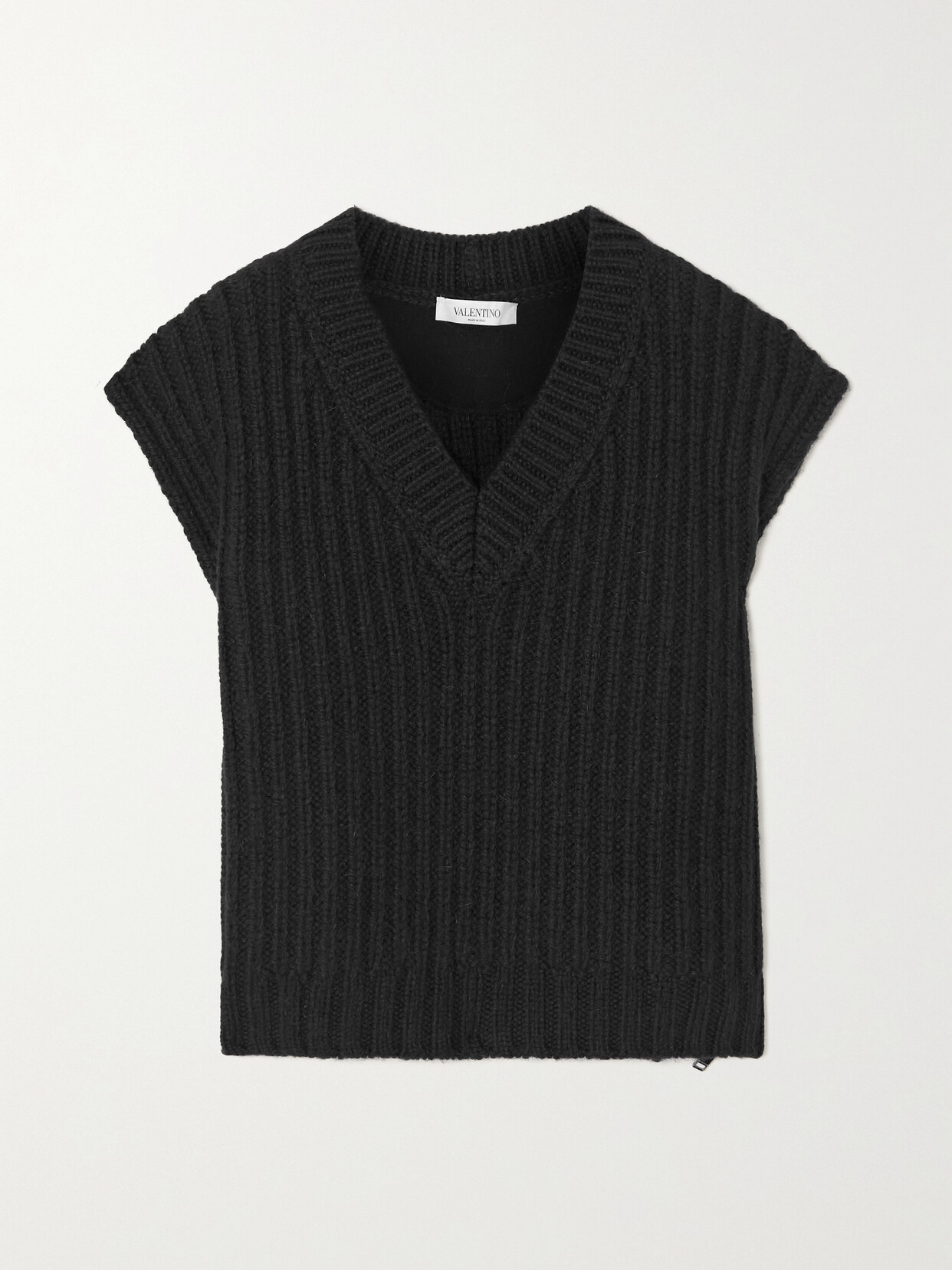 Valentino Ribbed Wool And Mohair-blend Waistcoat In Black