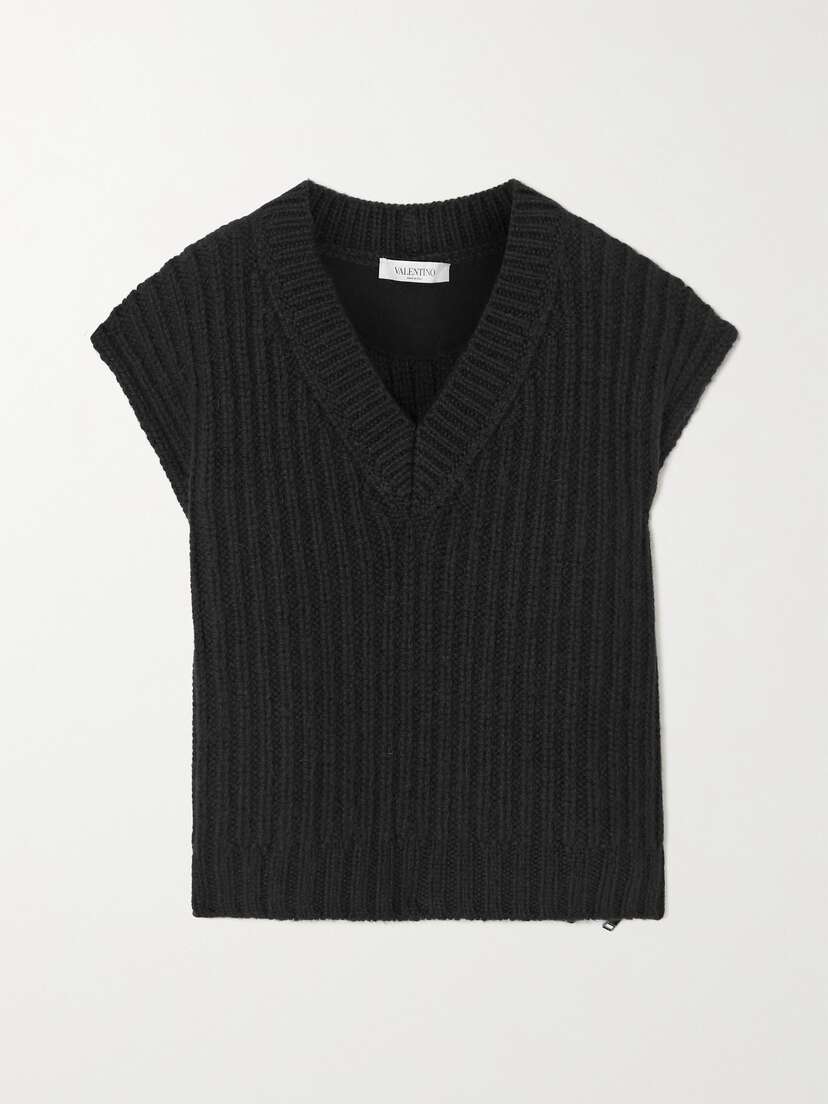 Valentino Garavani Ribbed Wool And Mohair-blend Vest