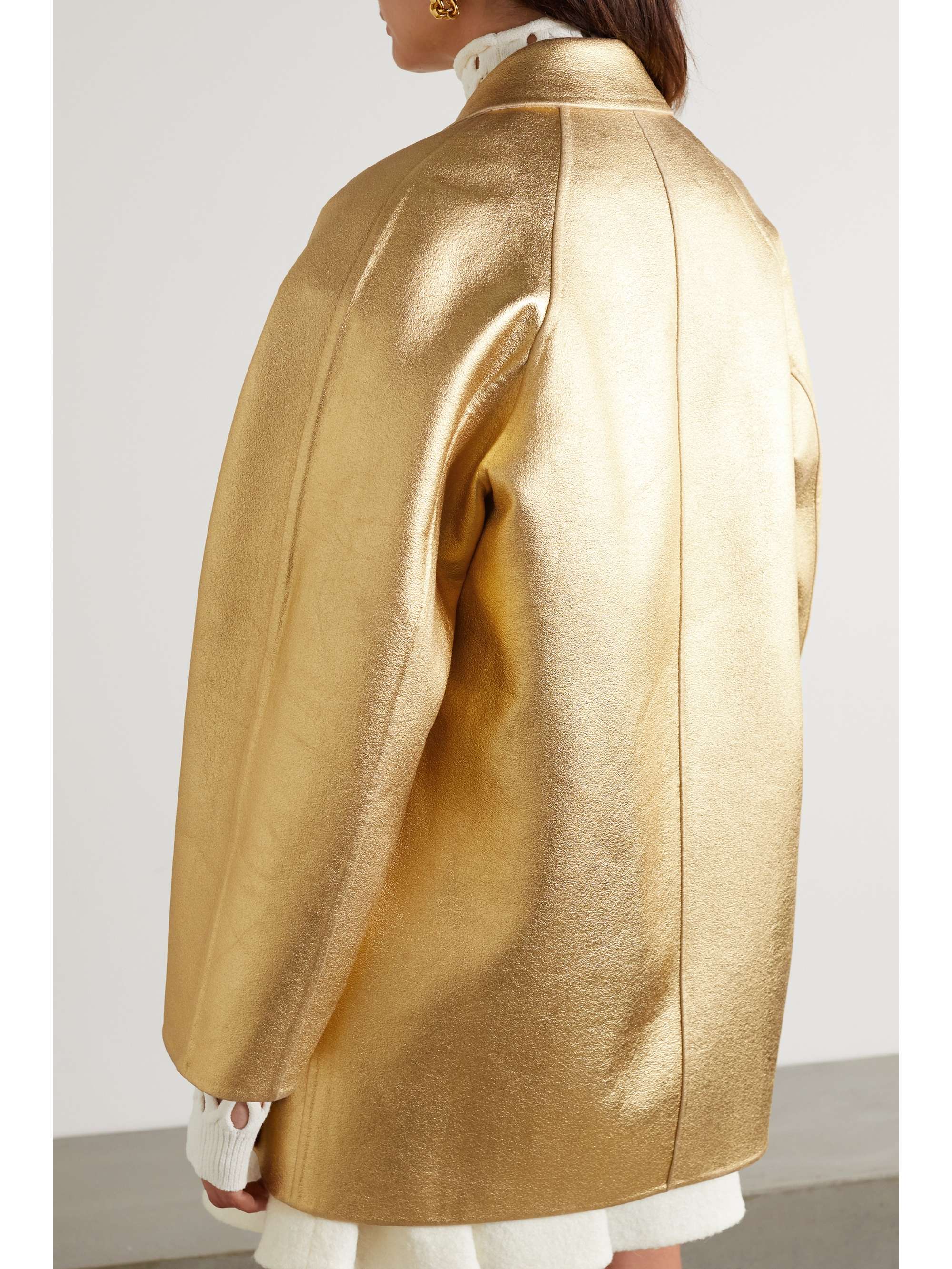 VALENTINO GARAVANI Oversized metallic coated wool and cashmere-blend blazer