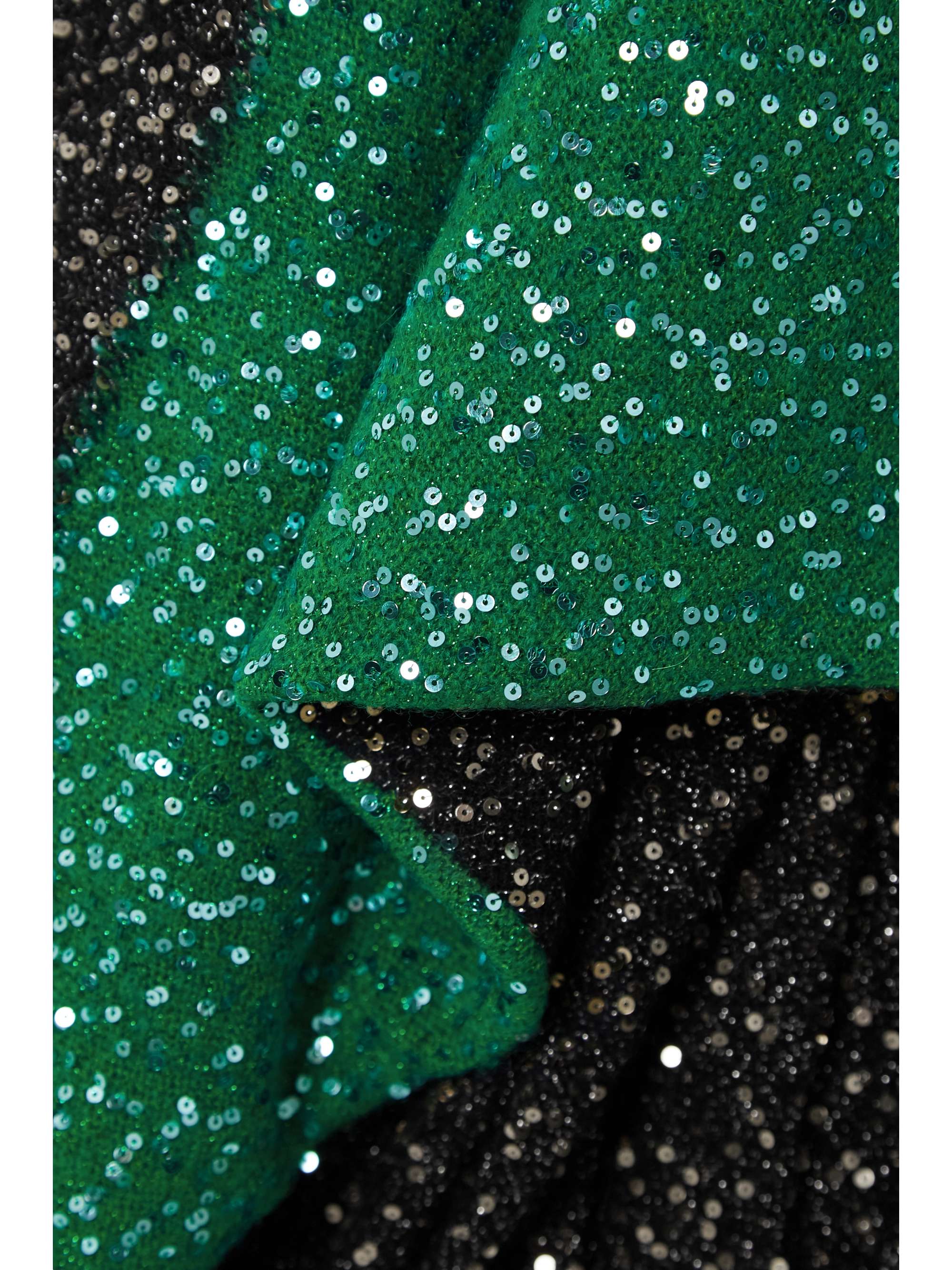 LOEWE Asymmetric cutout sequined metallic knitted maxi dress