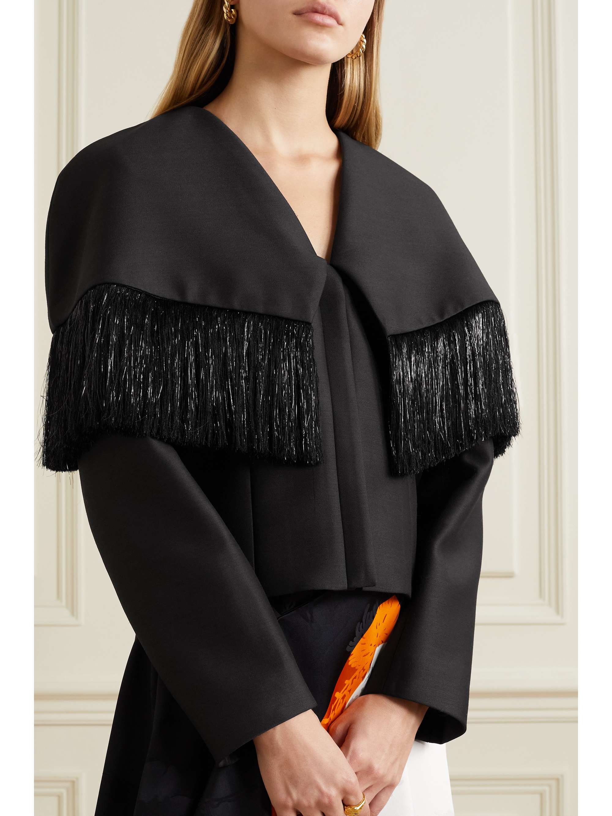 LOEWE Fringed wool and silk-blend jacket