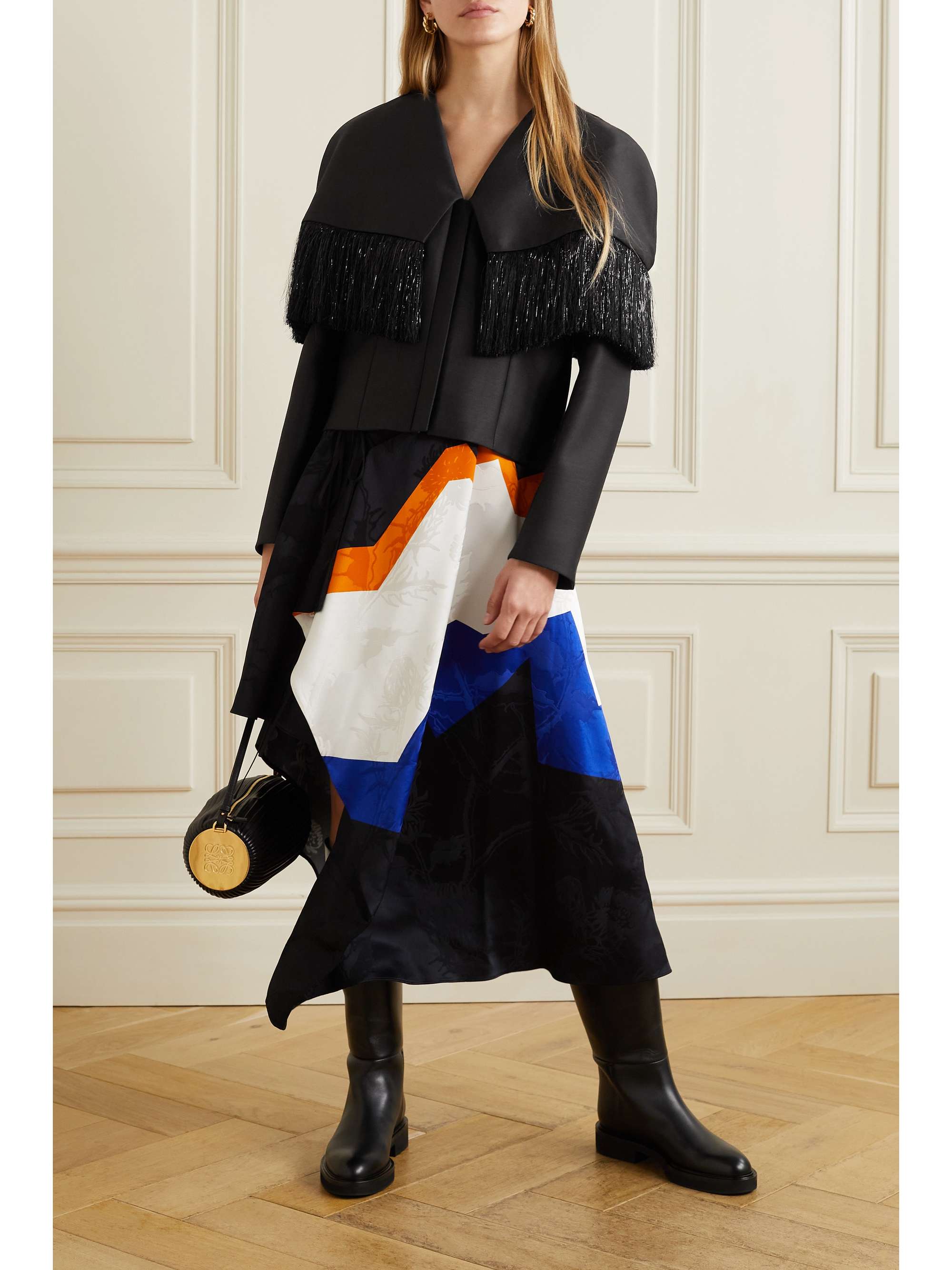LOEWE Fringed wool and silk-blend jacket