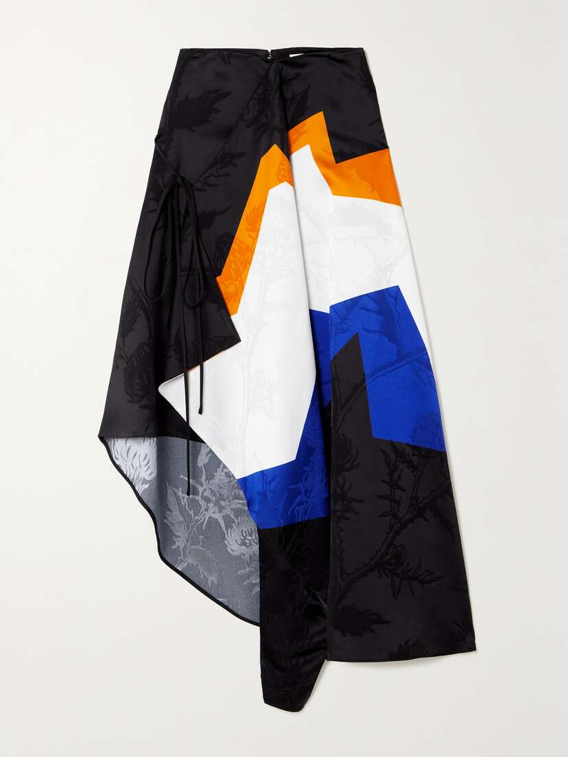 Loewe — Asymmetric draped striped satin-jacquard midi skirt