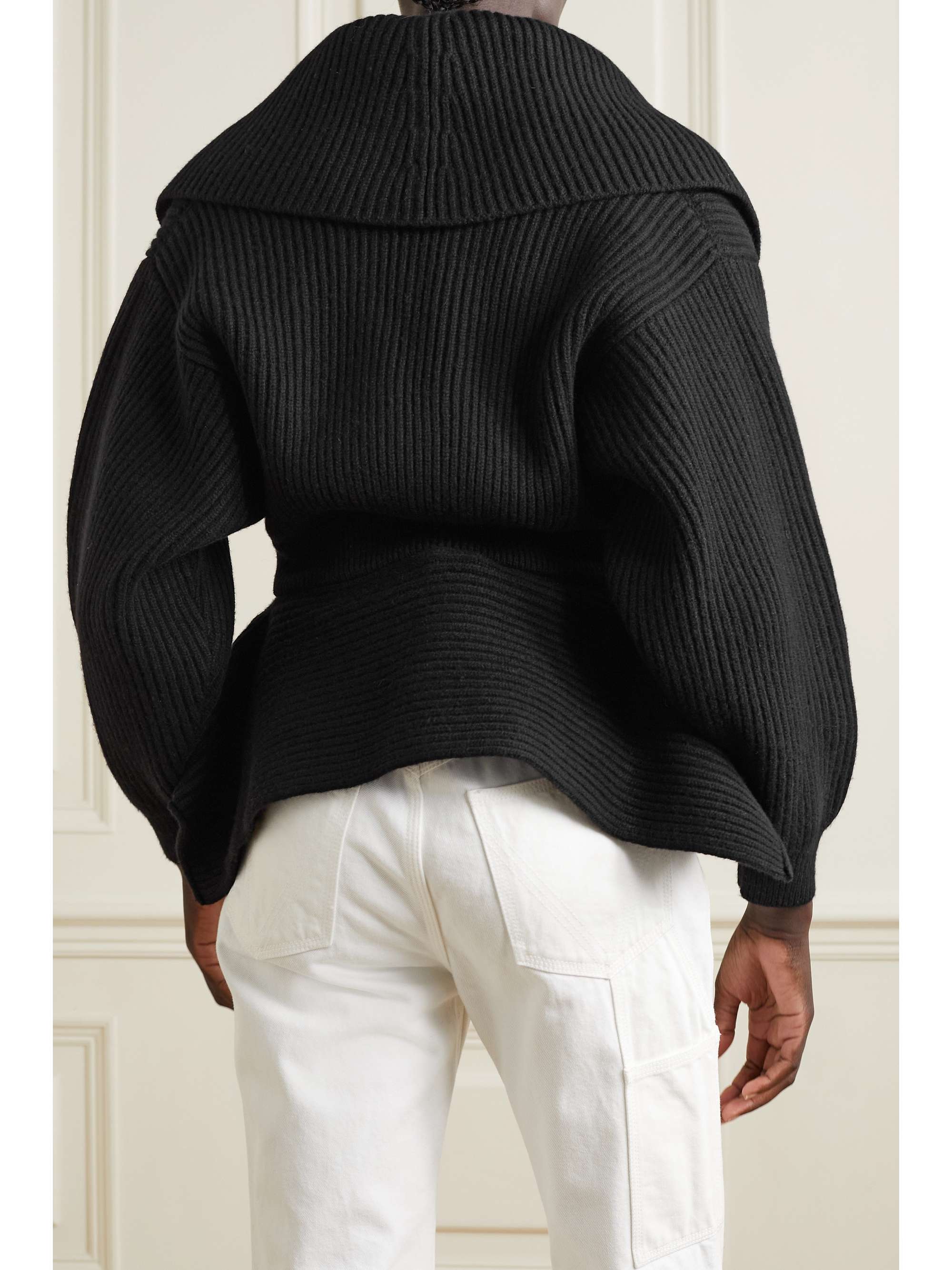 ALAÏA Cardigan en laine et cachemire mélangés côtelés