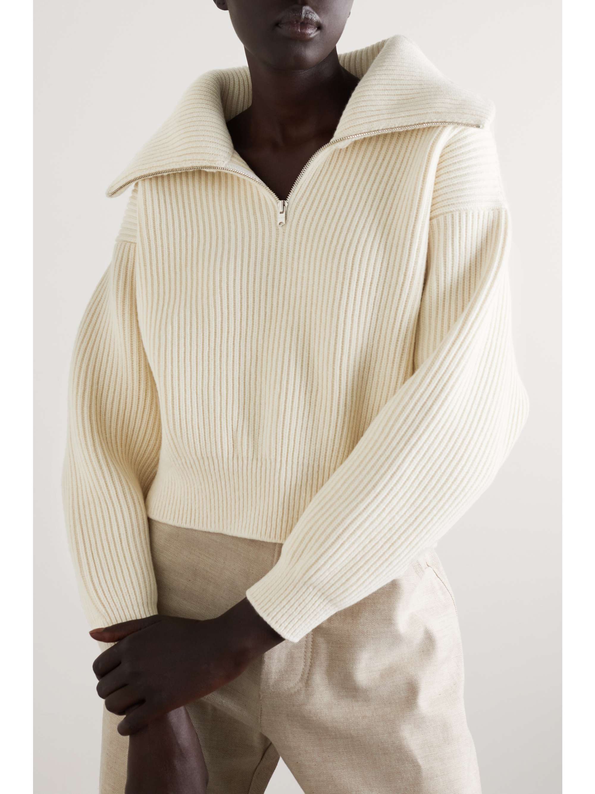 ALAÏA Ribbed wool and cashmere-blend sweater