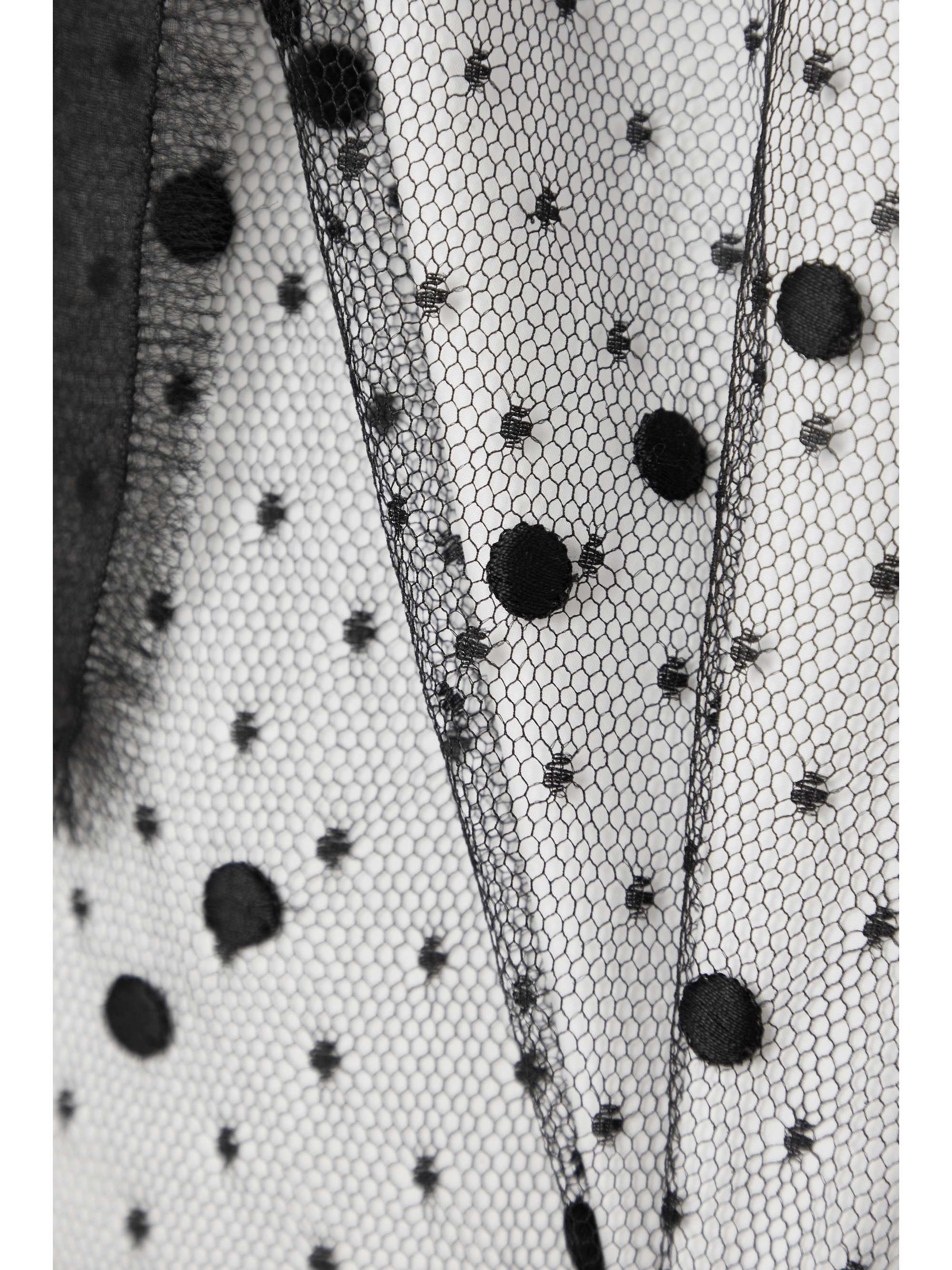 VALENTINO GARAVANI Bow-detailed cotton-poplin and point d’esprit tulle blouse