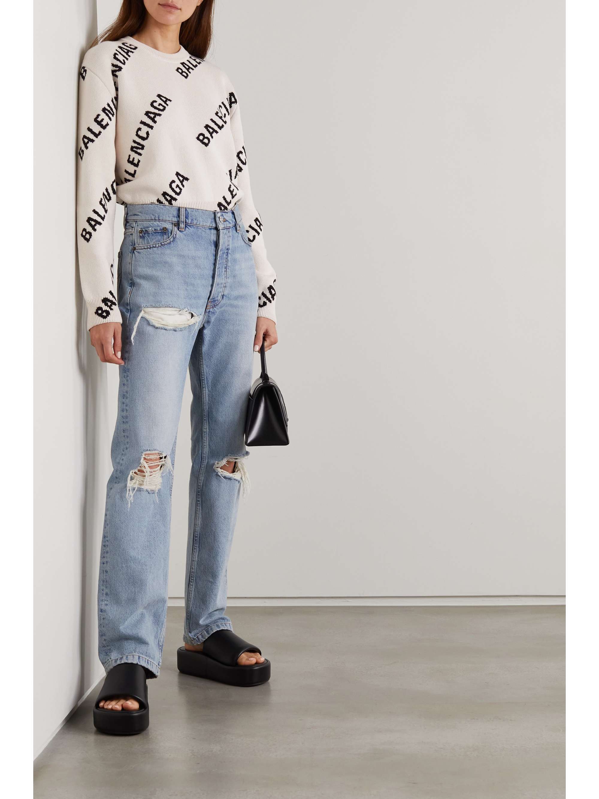 BALENCIAGA Intarsia cotton-blend sweater