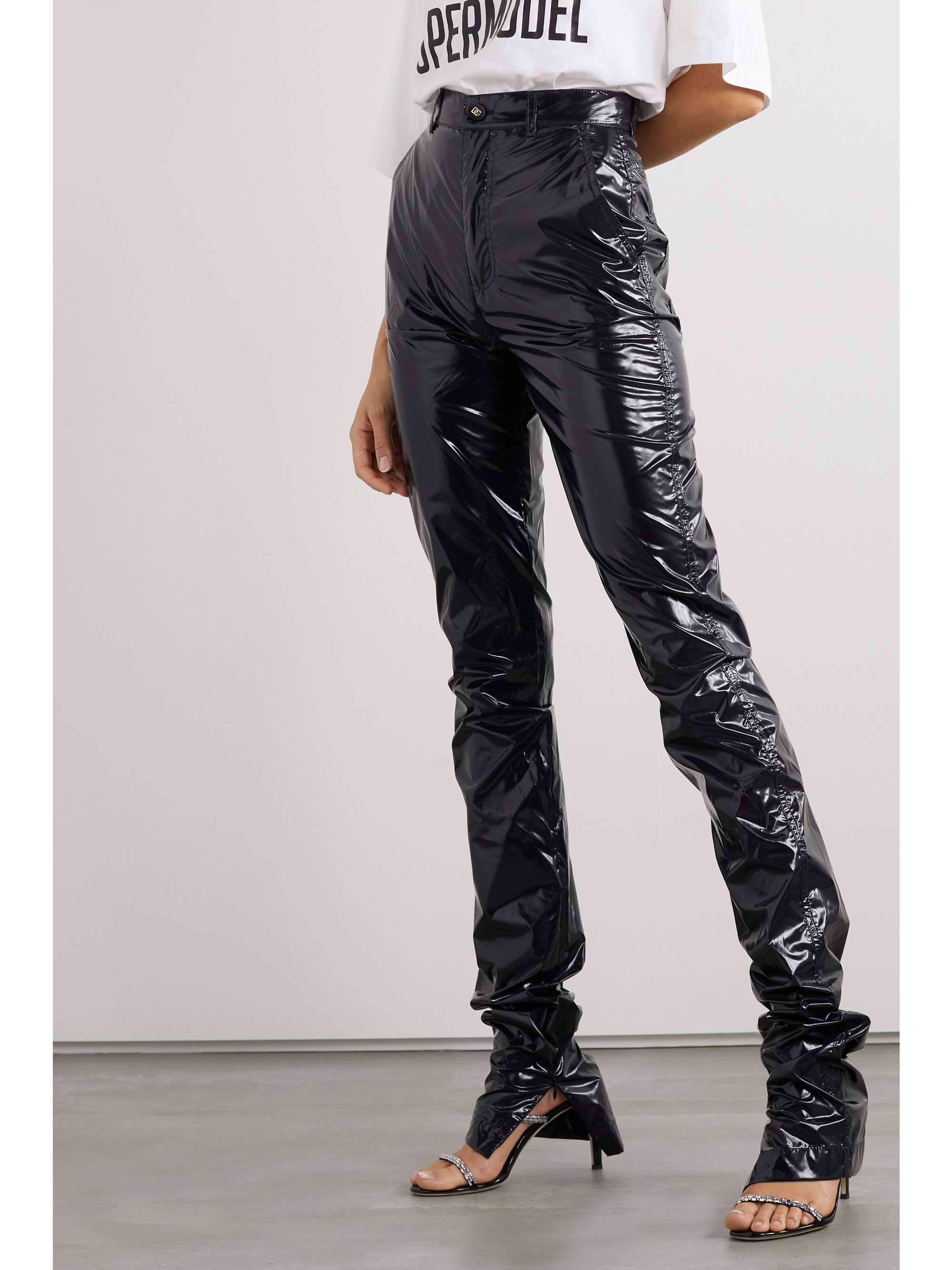 Black Faux patent-leather skinny pants 