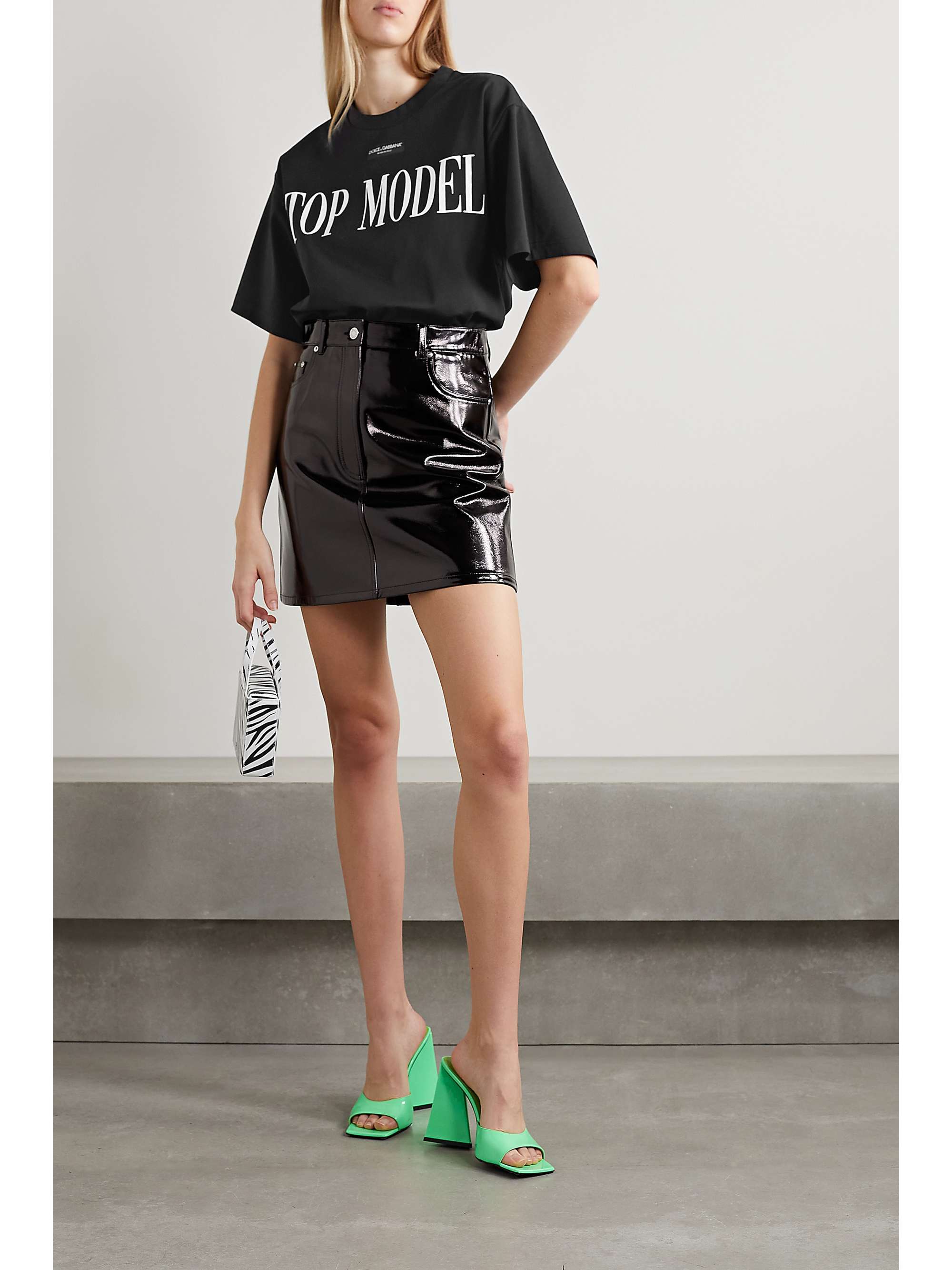 DOLCE&GABBANA Appliquéd printed cotton-blend jersey T-shirt