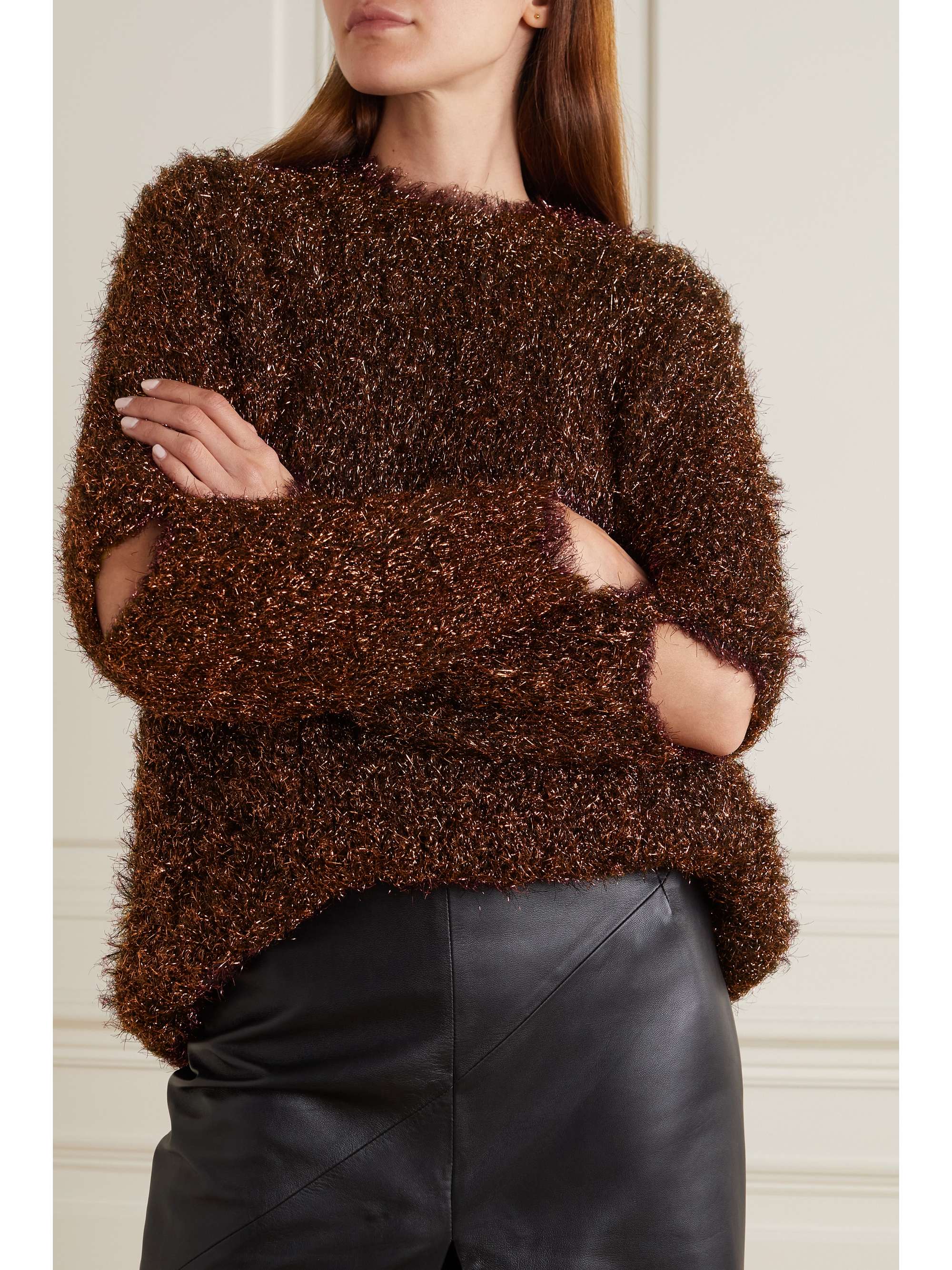 STELLA MCCARTNEY 大廓形挖剪金属感针织毛衣