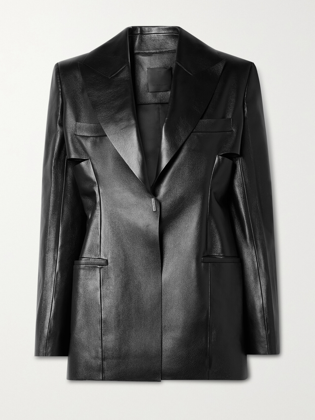 Shop Givenchy Cutout Leather Blazer In Black