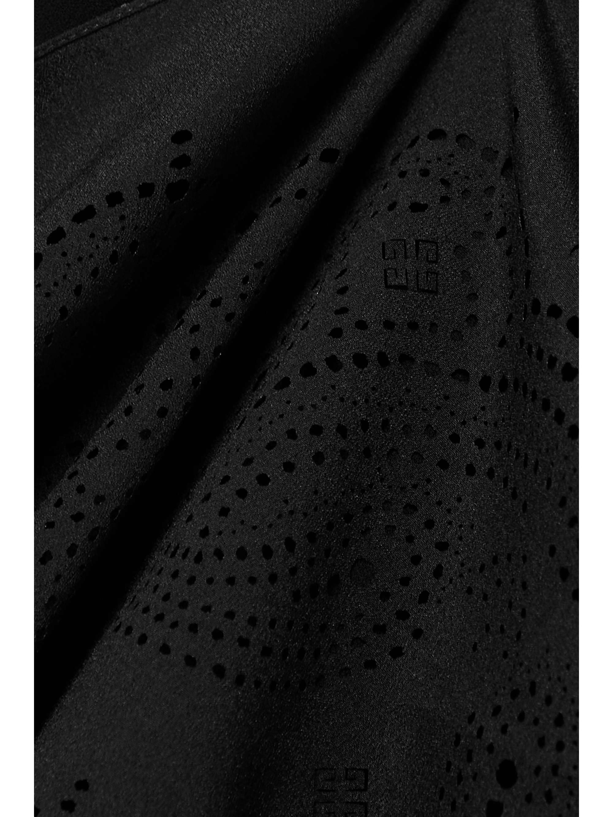 GIVENCHY One-shoulder draped perforated crepe and ribbed-knit top
