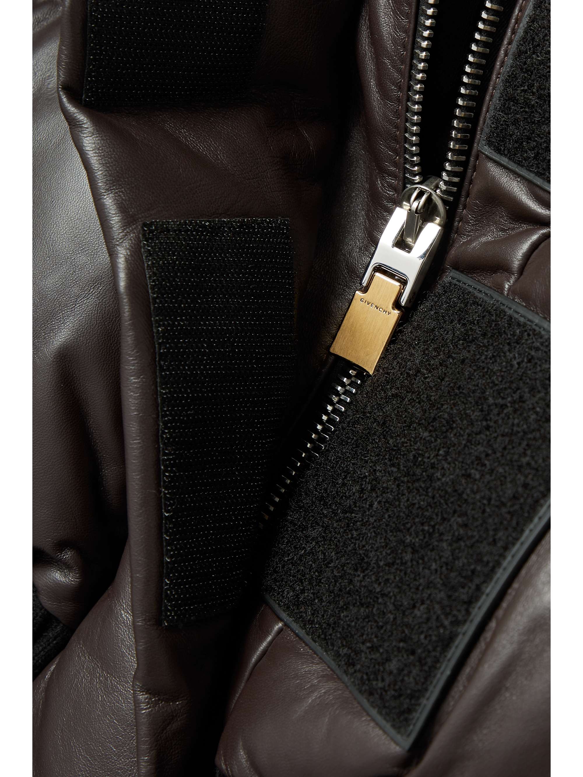GIVENCHY Cropped wool-blend trimmed quilted down leather jacket