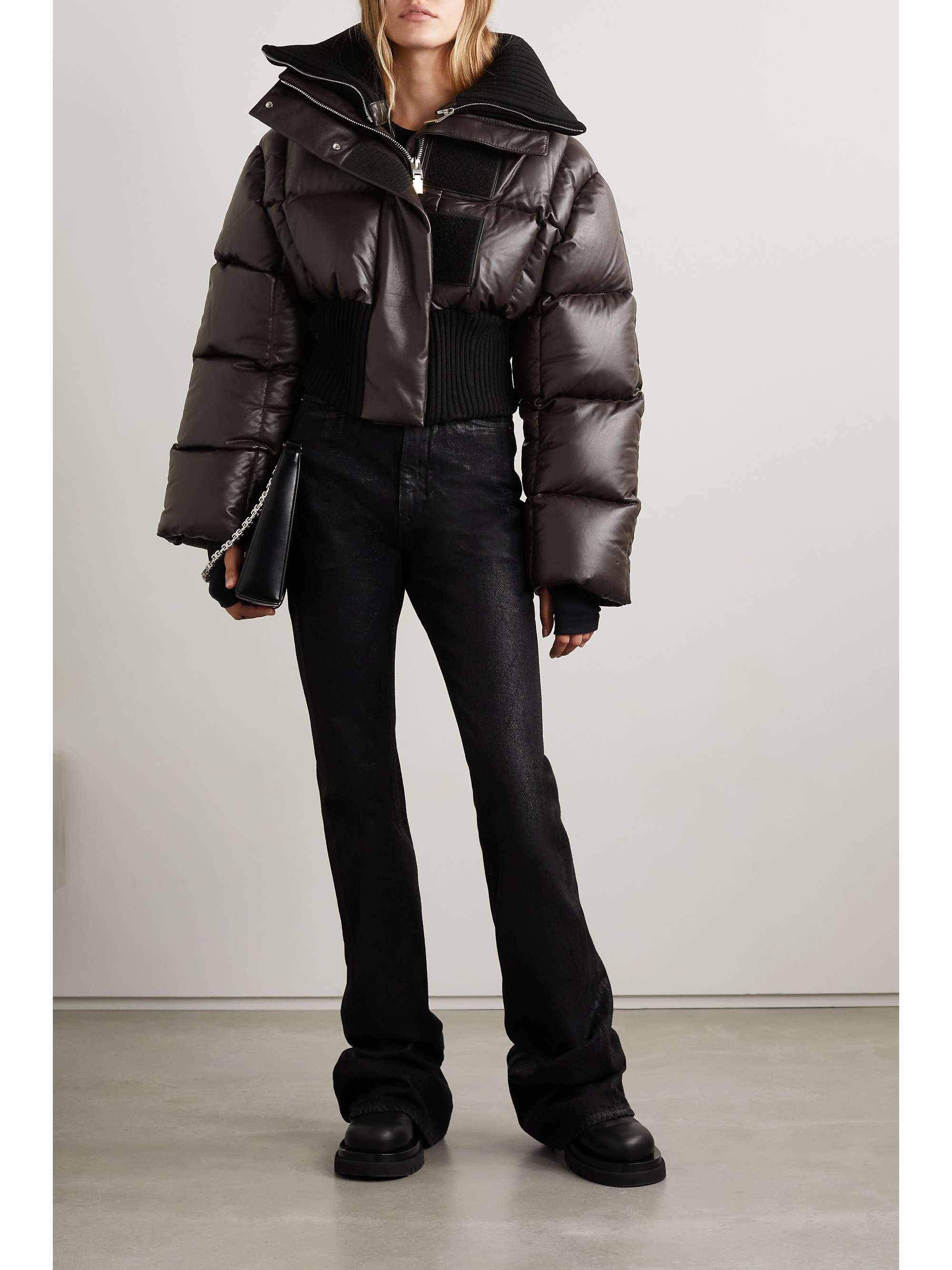 GIVENCHY Cropped wool-blend trimmed quilted down leather jacket |  NET-A-PORTER