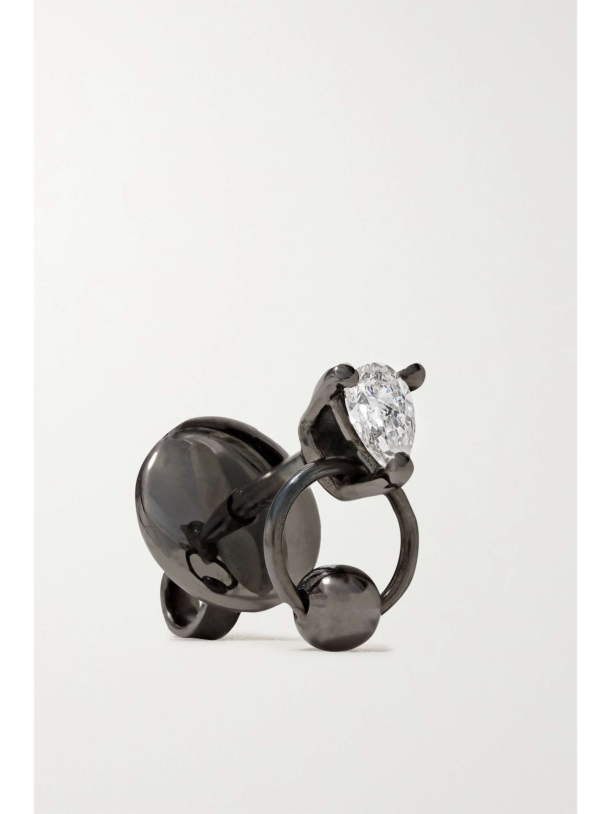 DELFINA DELETTREZ 18-karat blackened gold diamond single earring