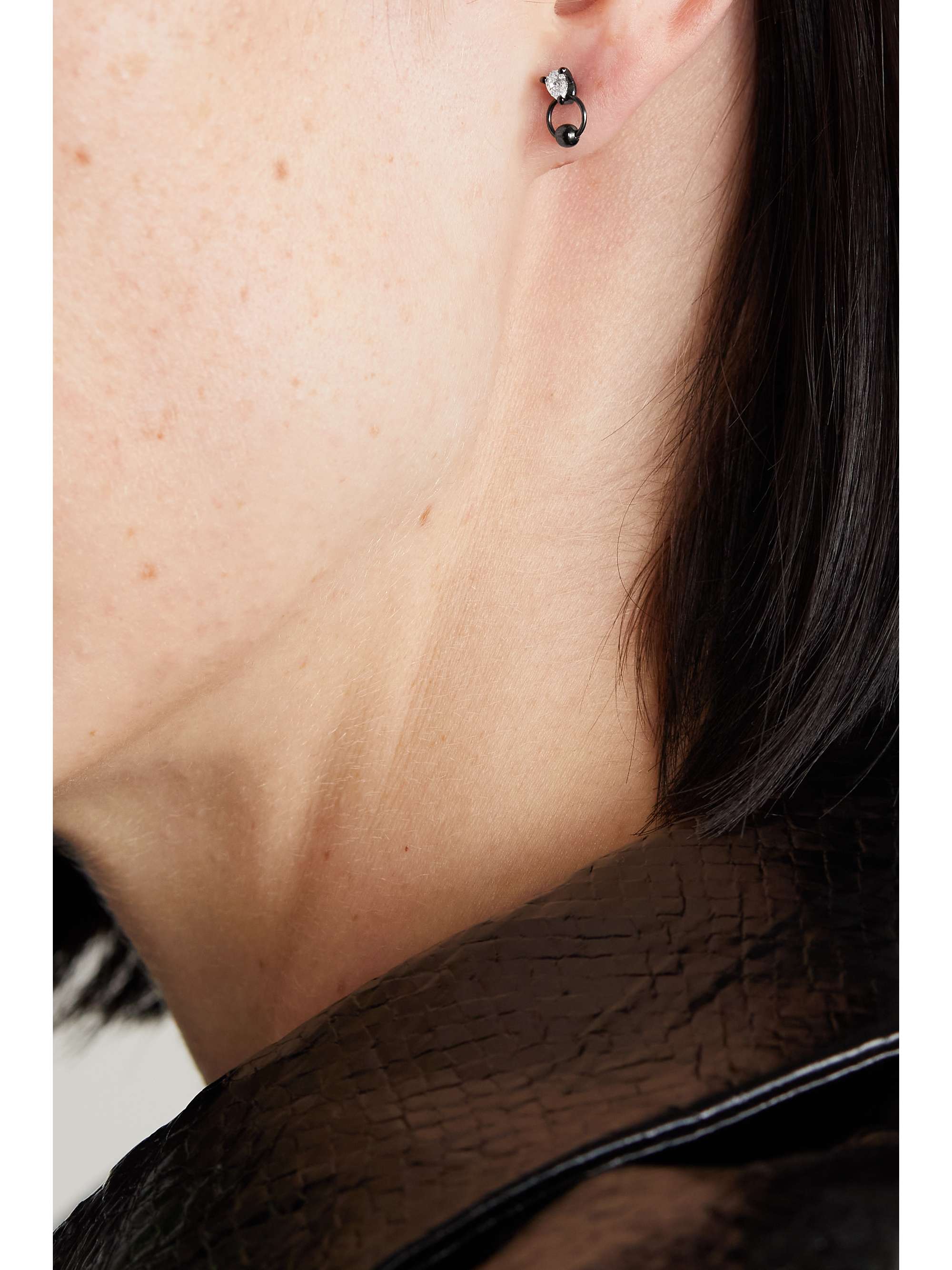 DELFINA DELETTREZ 18-karat blackened gold diamond single earring