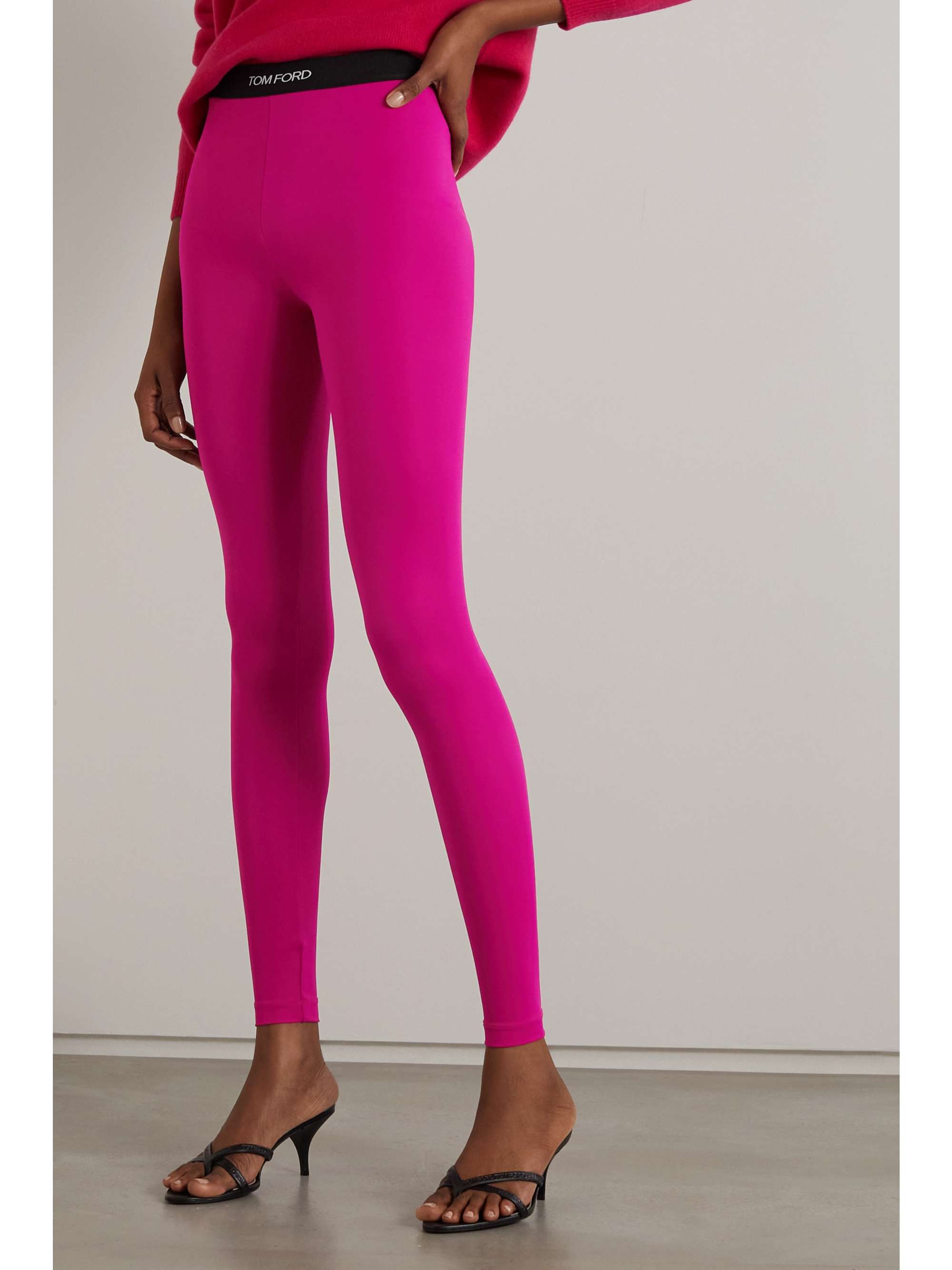 TOM FORD Jacquard-trimmed stretch-jersey leggings