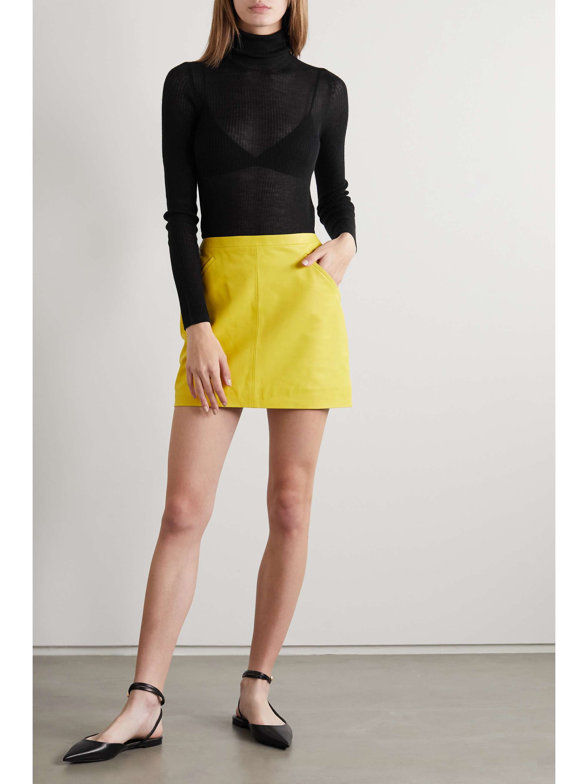 yellow turtleneck top