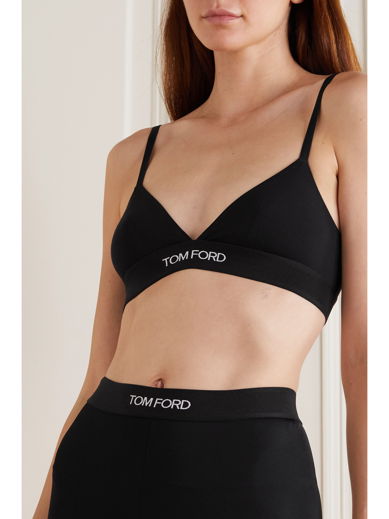 Shop Tom Ford Stretch-modal Jersey Soft-cup Triangle Bra In Black