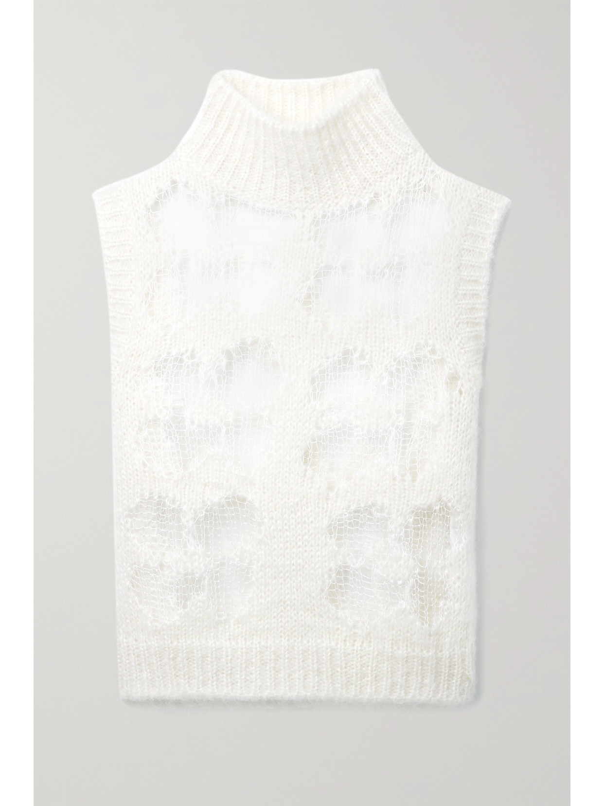CECILIE BAHNSEN GABRIELLA OPEN-KNIT MOHAIR-BLEND TURTLENECK TANK