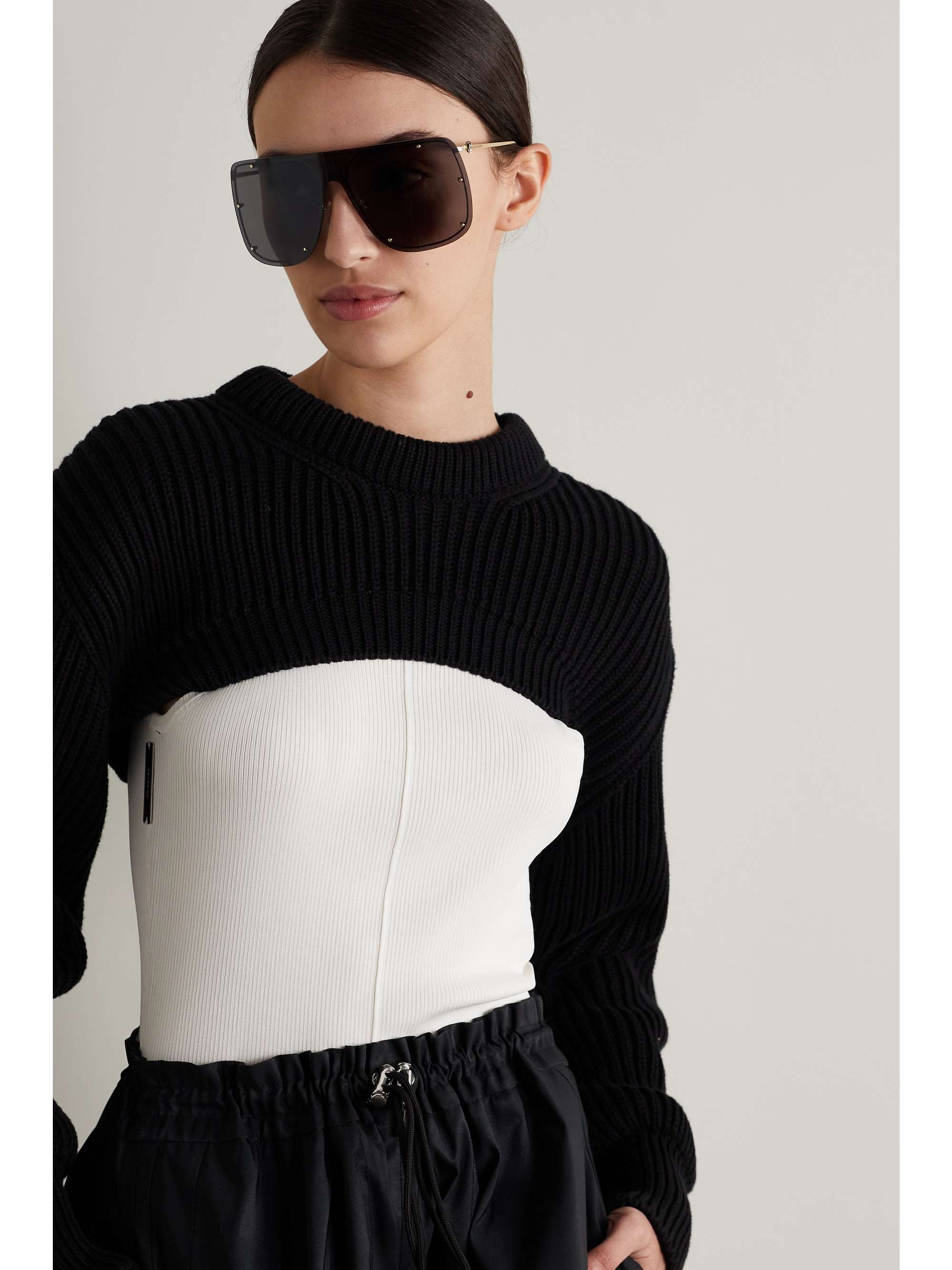 MCQUEEN D-frame gold-tone sunglasses