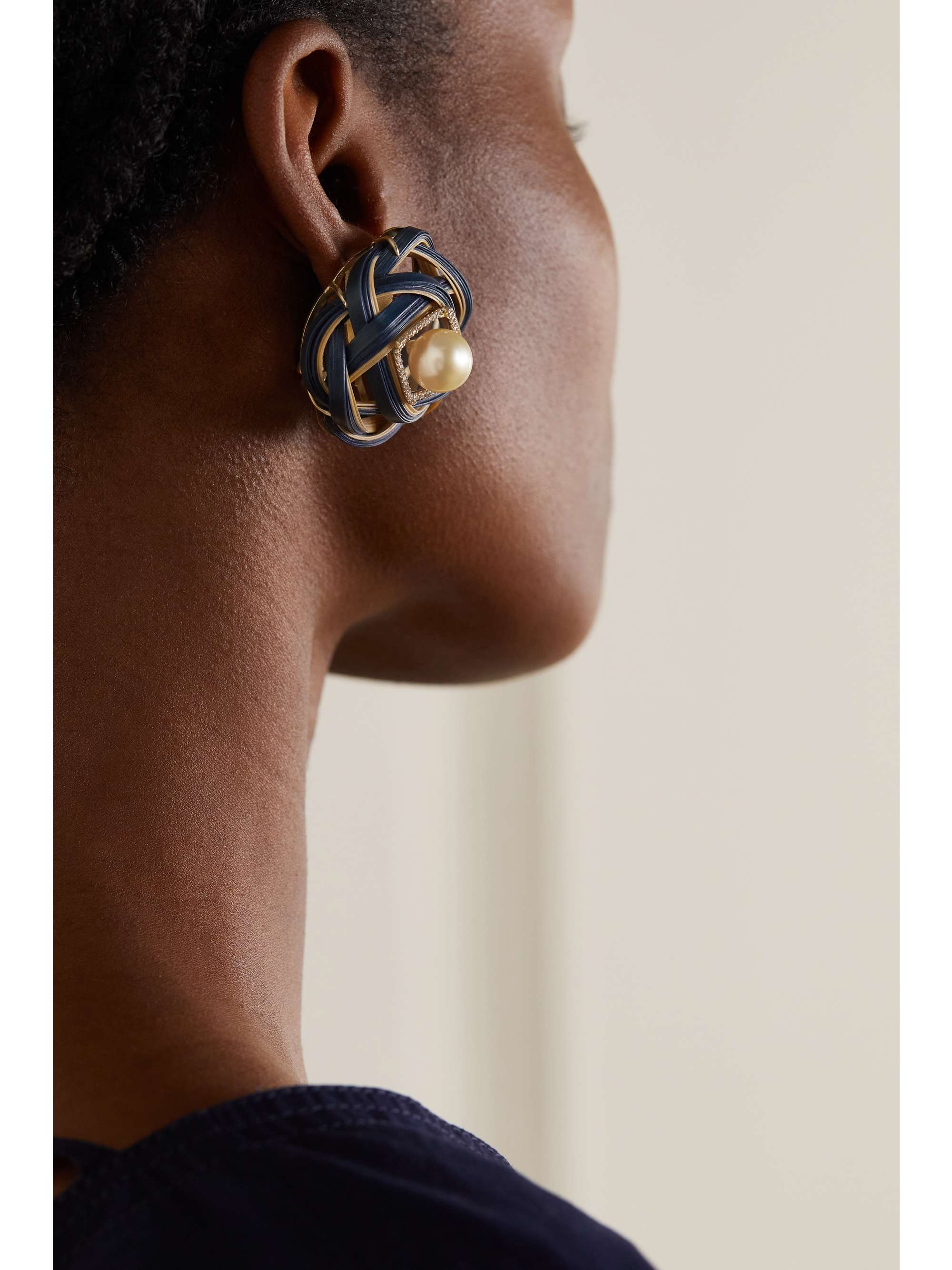 SILVIA FURMANOVICH 18-karat gold, bamboo and multi-stone earrings