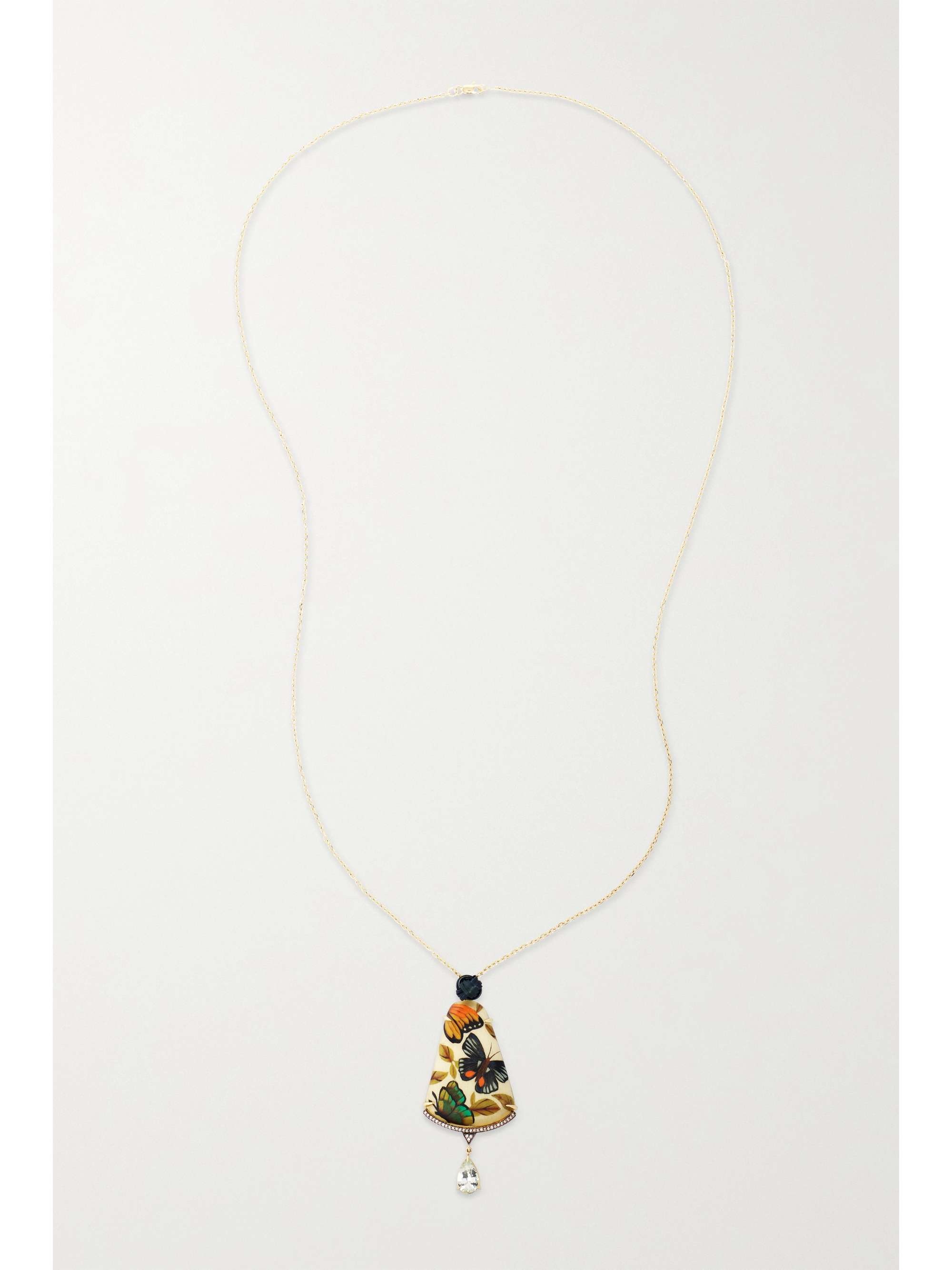 SILVIA FURMANOVICH Marquetry 18-karat gold, bamboo, prasiolite and diamond necklace
