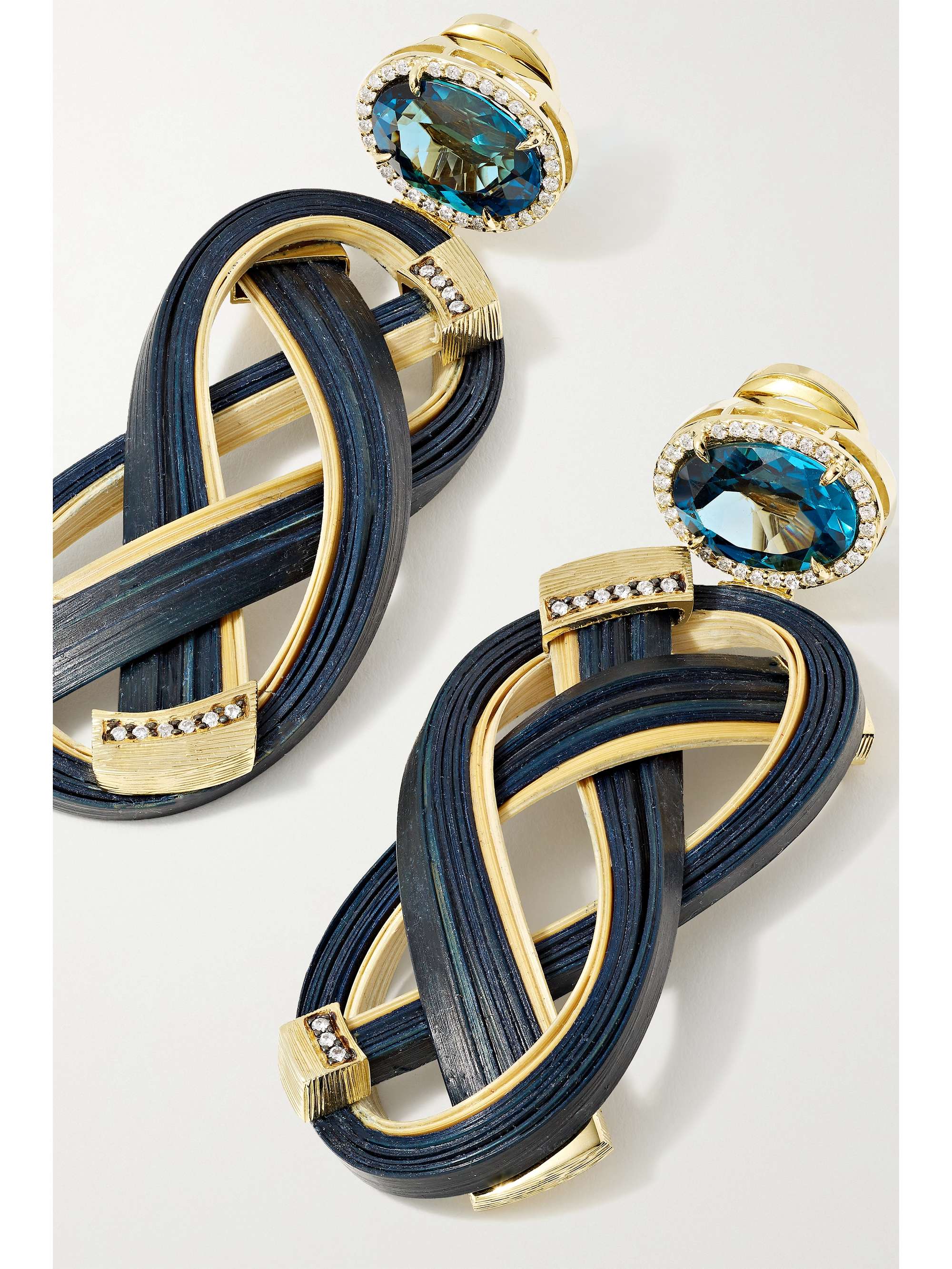 SILVIA FURMANOVICH 18-karat gold, bamboo, topaz and diamond earrings