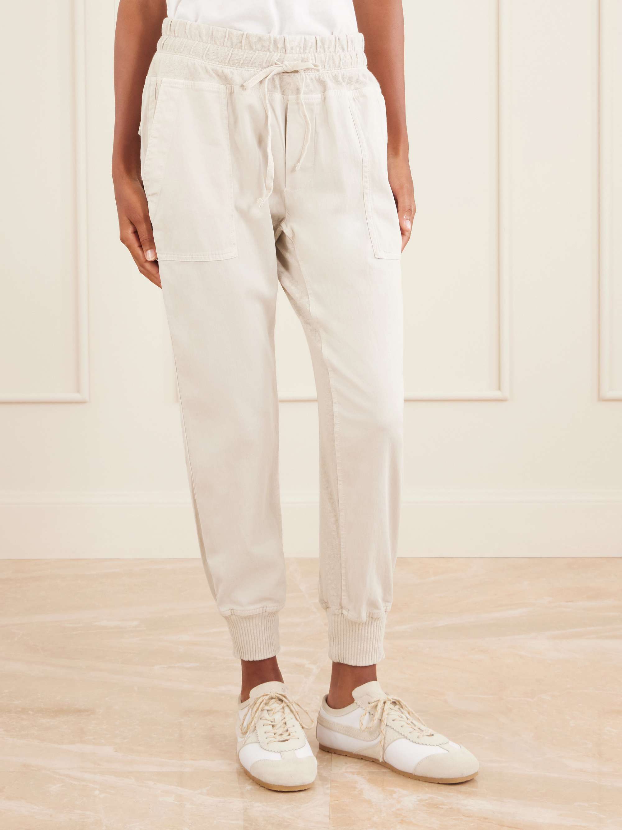 JAMES PERSE Jersey-trimmed cotton-twill track pants
