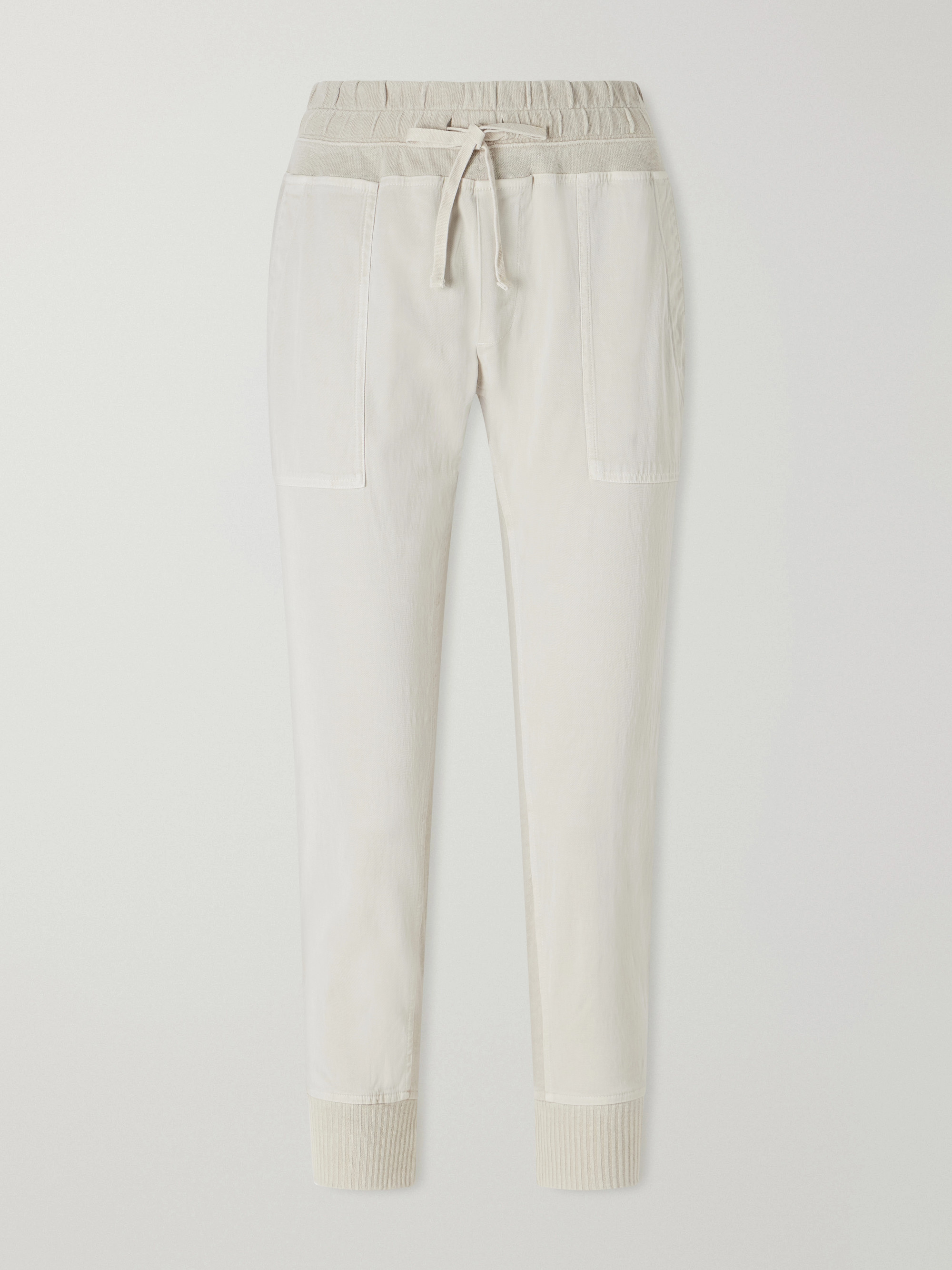 James Perse Cropped jersey-trimmed cotton-gabardine tapered pants