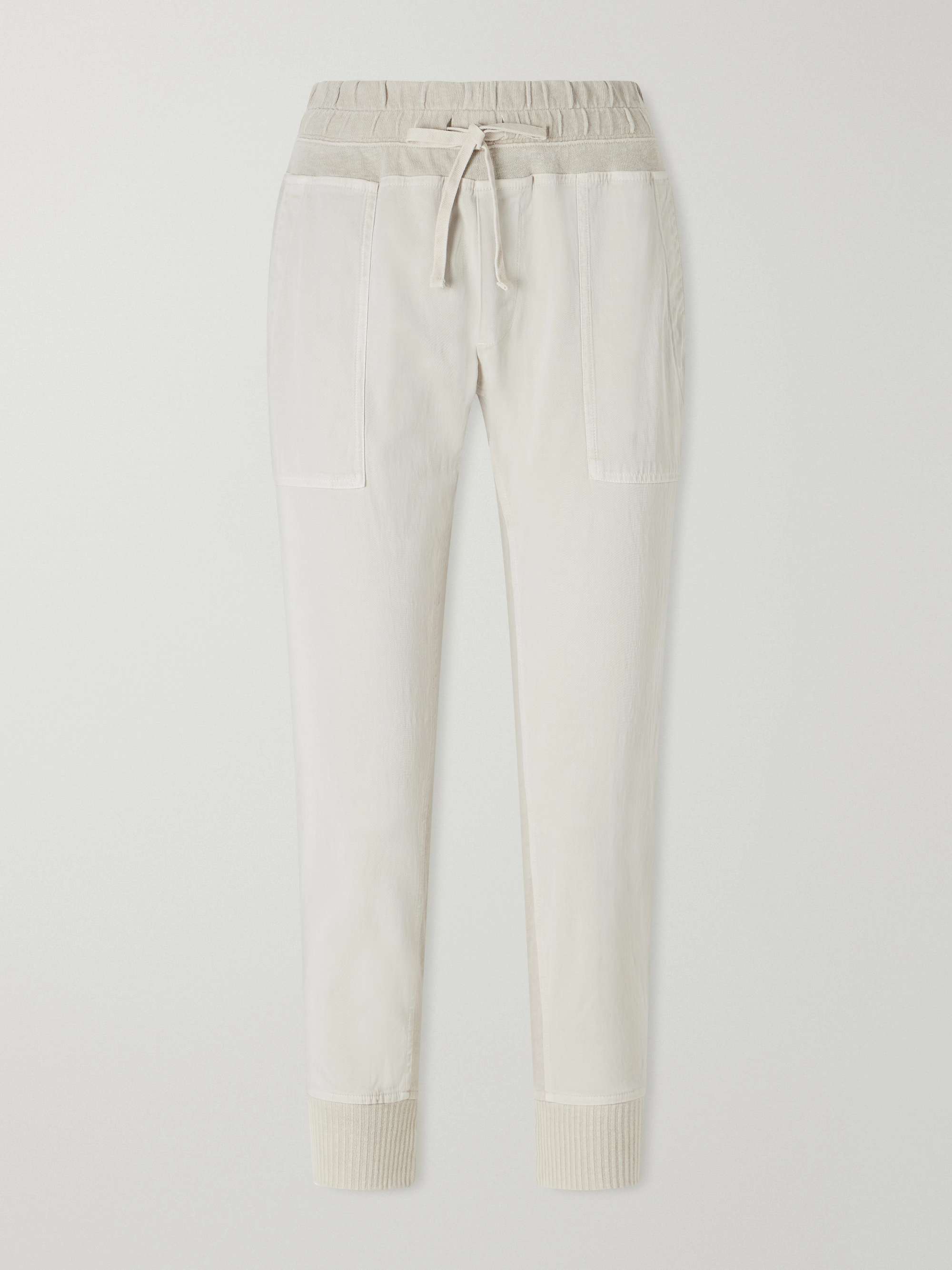 JAMES PERSE Jersey-trimmed cotton-twill track pants