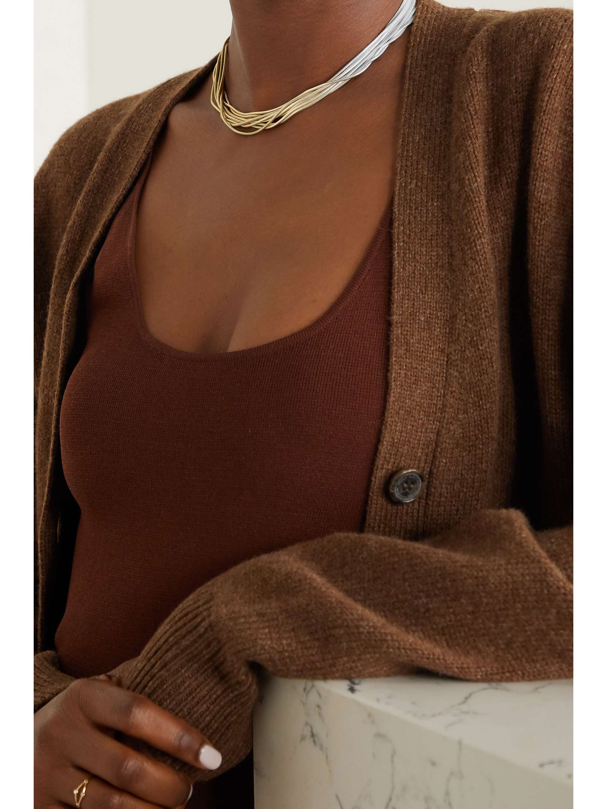 SARAH & SEBASTIAN Feeler gold vermeil and silver necklace