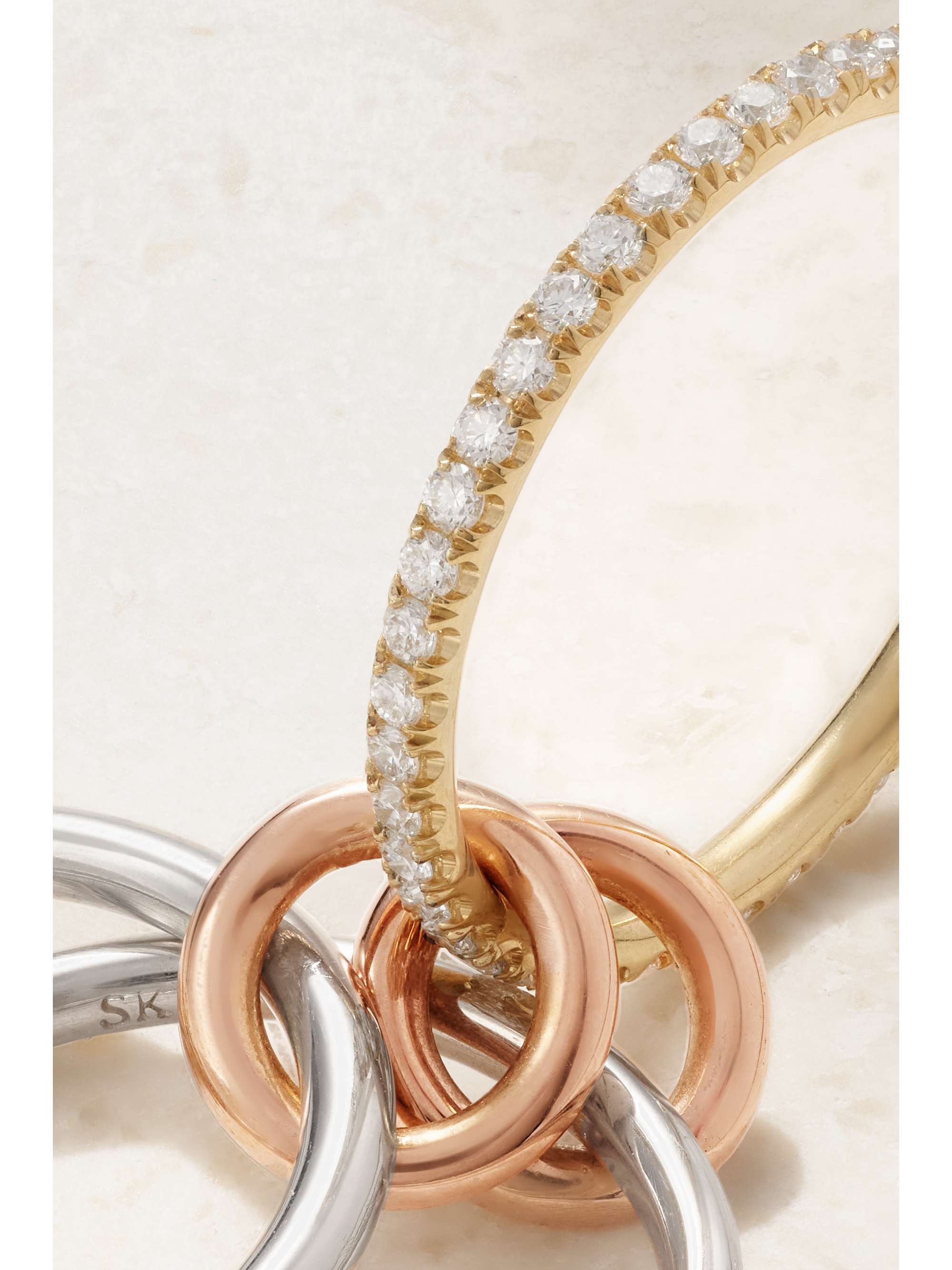 SPINELLI KILCOLLIN Sonny set of three 18-karat yellow and rose gold and diamond rings
