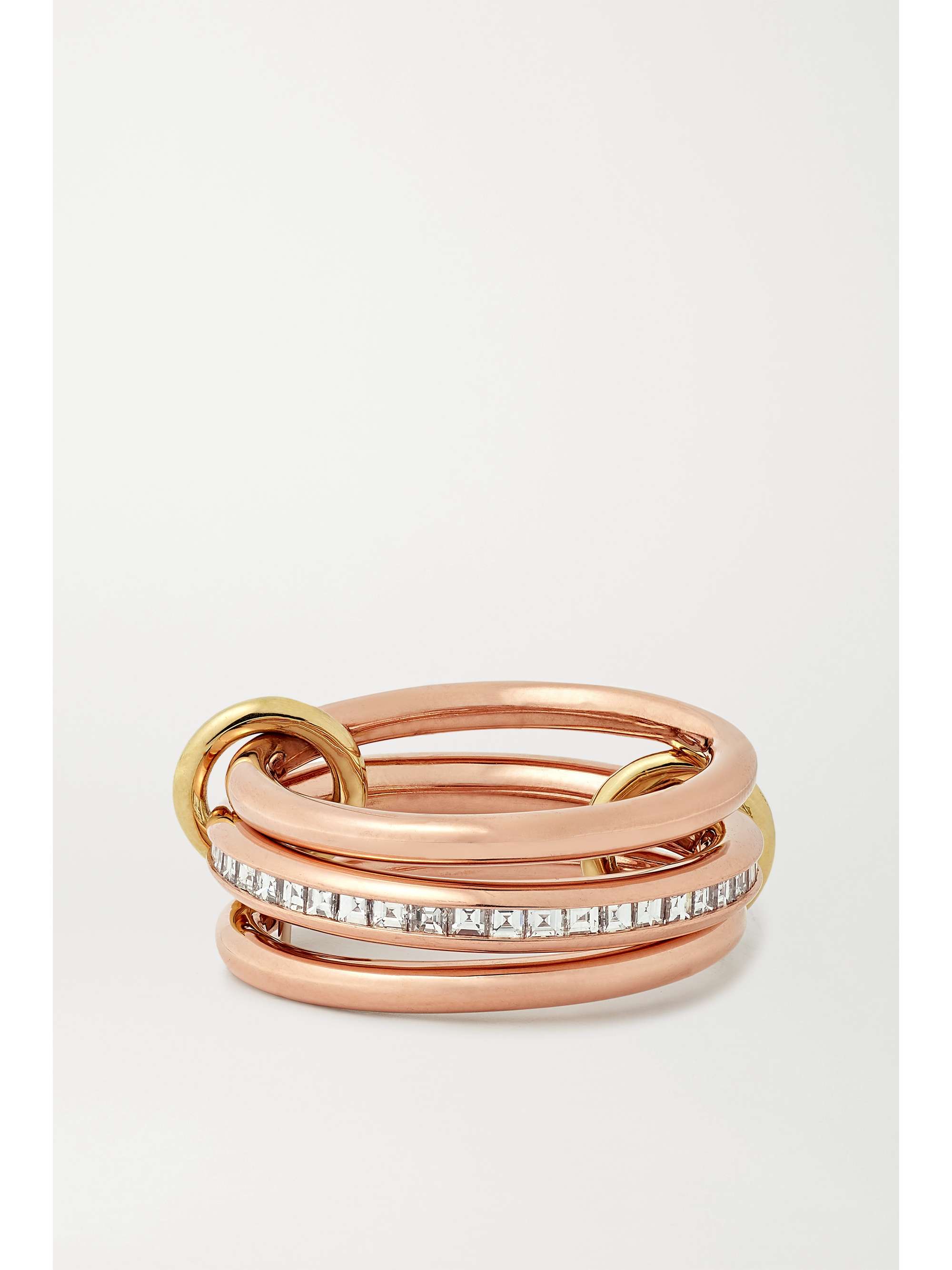 SPINELLI KILCOLLIN Gemini set of three 18-karat white, yellow and rose gold diamond rings