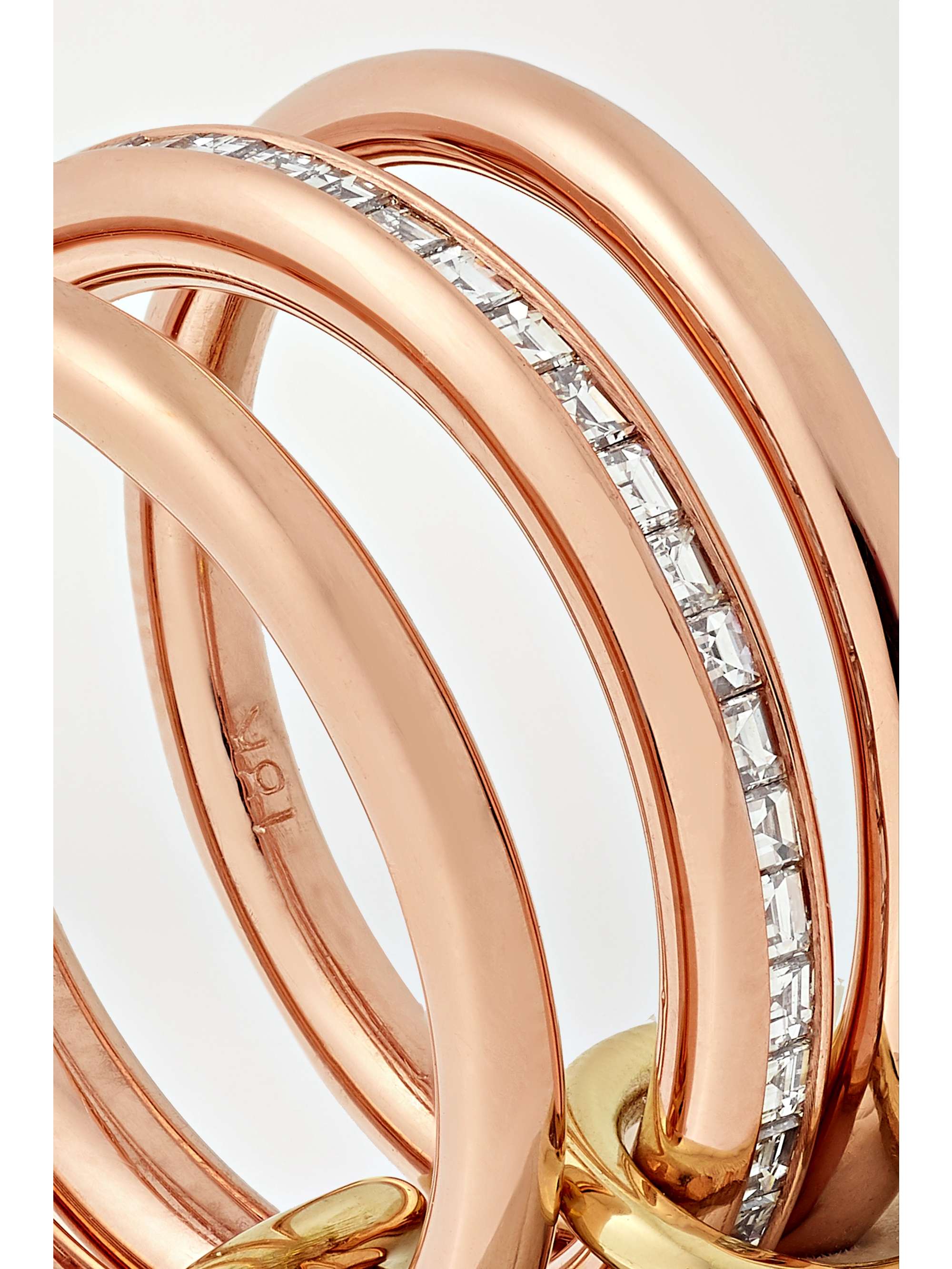 SPINELLI KILCOLLIN Gemini set of three 18-karat white, yellow and rose gold diamond rings