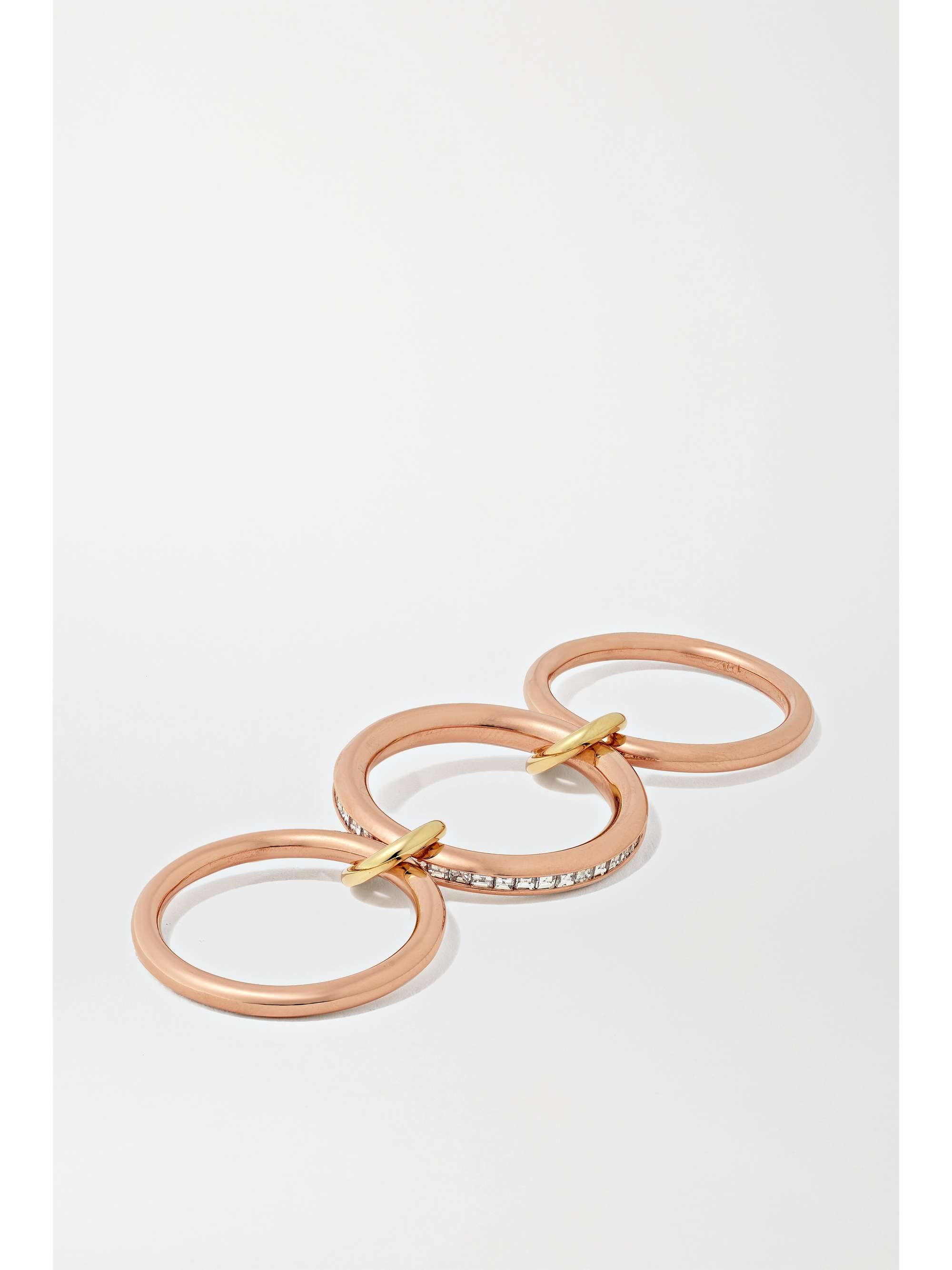 SPINELLI KILCOLLIN Gemini set of three 18-karat white, yellow and rose gold diamond rings