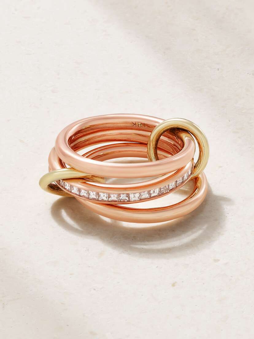 Spinelli Kilcollin Renè Set Of Three 1-karat Yellow And Rose Gold Diamond Rings
