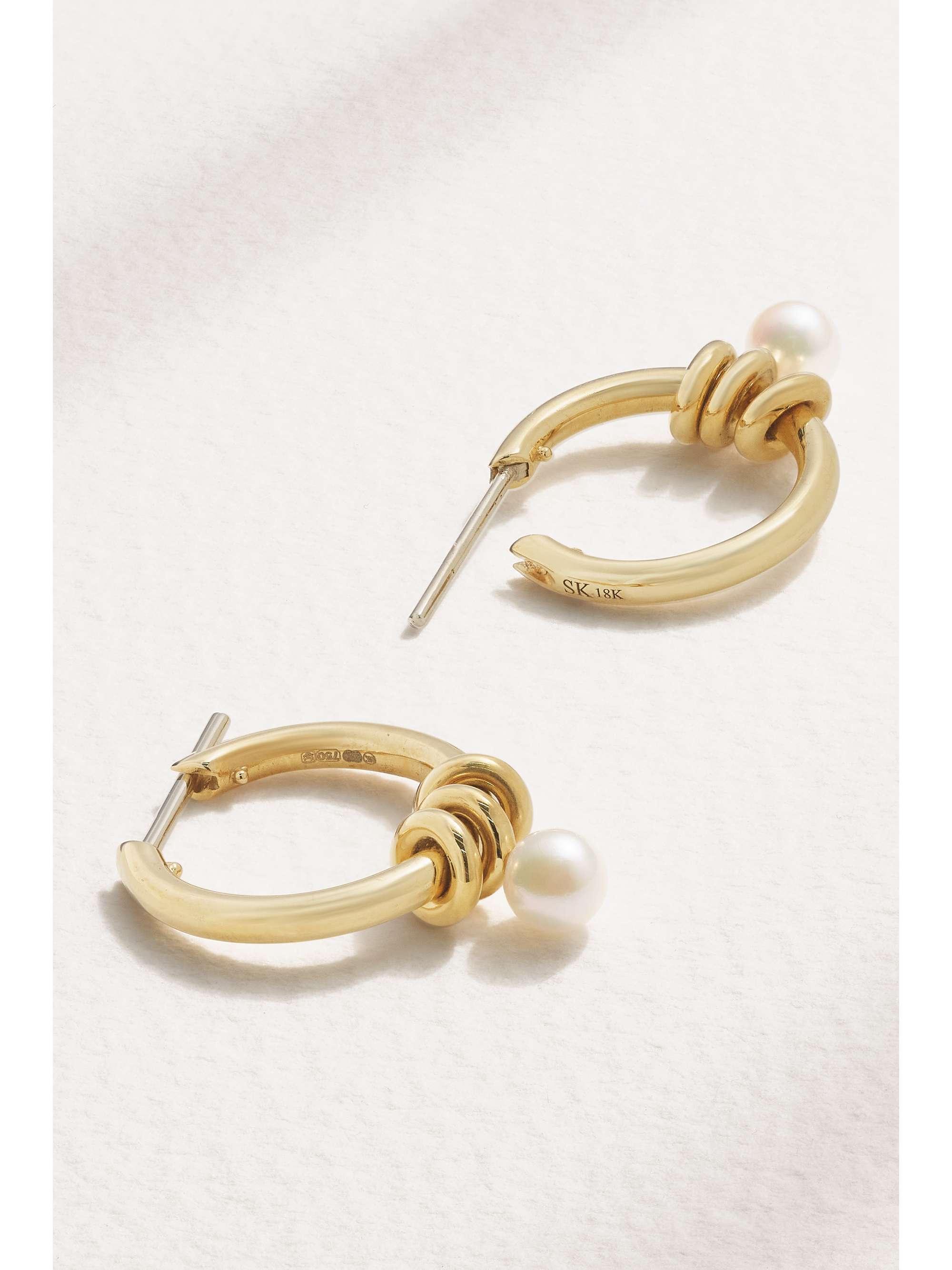 SPINELLI KILCOLLIN Ara 18-karat gold pearl hoop earrings