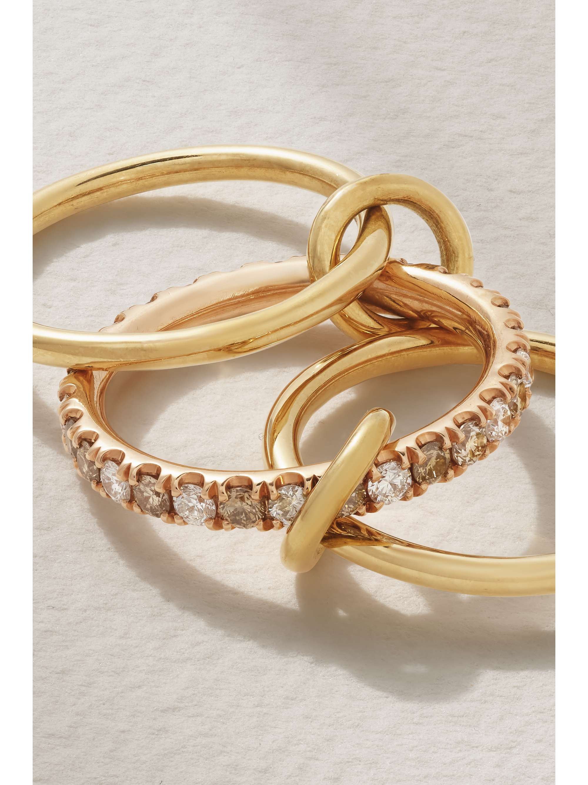 SPINELLI KILCOLLIN Sonny Max set of three 18-karat yellow and rose gold diamond rings